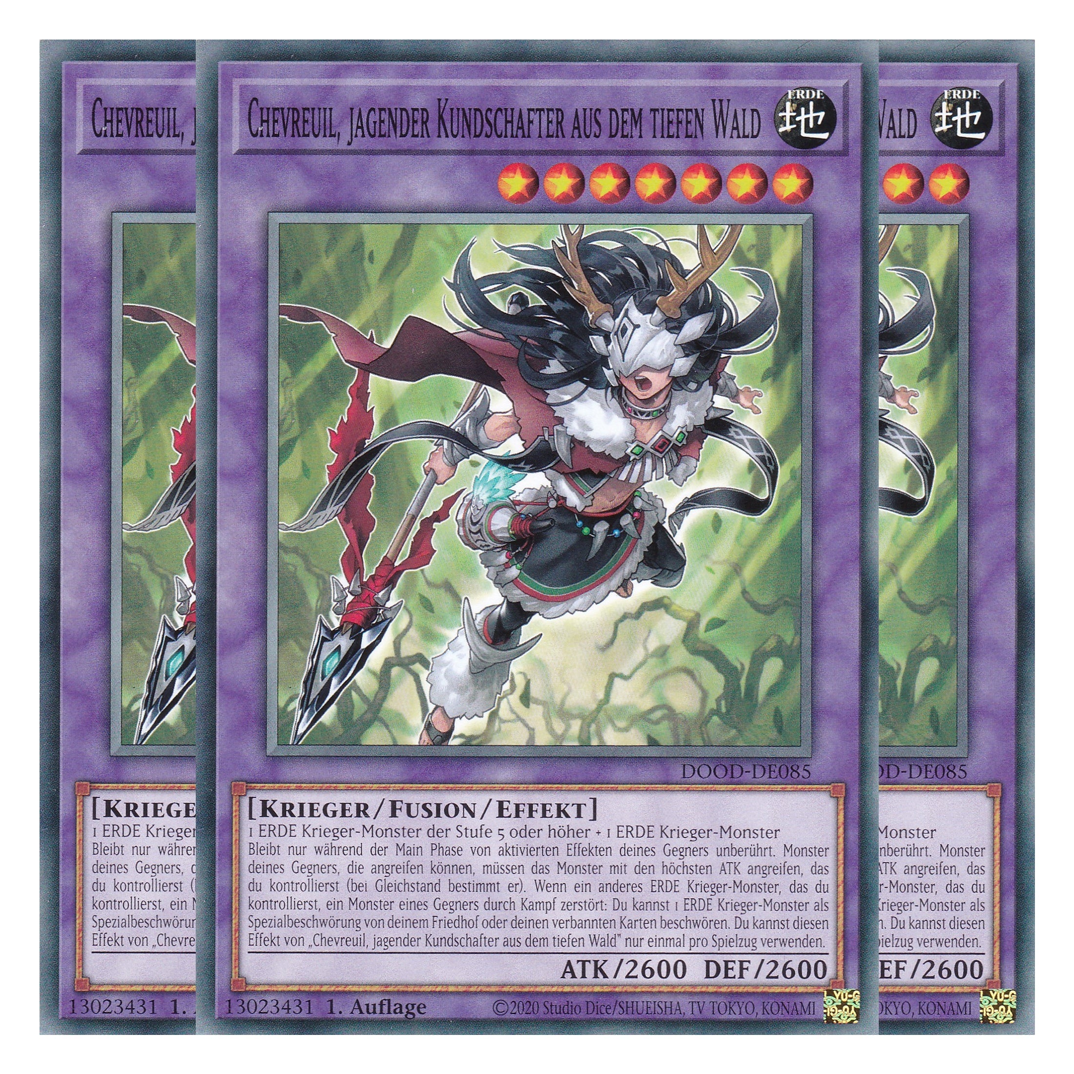 Chevreuil, jagender Kundschafter aus dem tiefen Wald - DOOD-DE085 - Common - Deutsch - 1. Auflage - Doom of Dimensions - Playset (3 Kopien) - Yu-Gi-Oh!