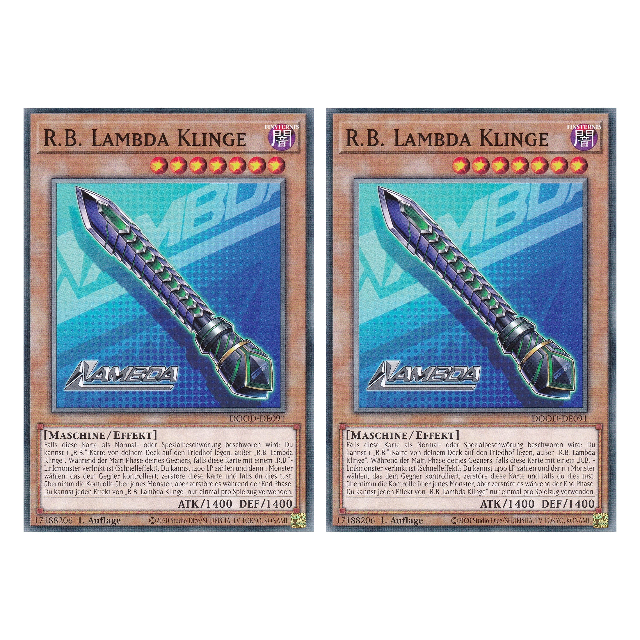 R.B. Lambda Klinge - DOOD-DE091 - Common - Deutsch - 1. Auflage - Doom of Dimensions - Duo Set (2 Stück) - Yu-Gi-Oh!