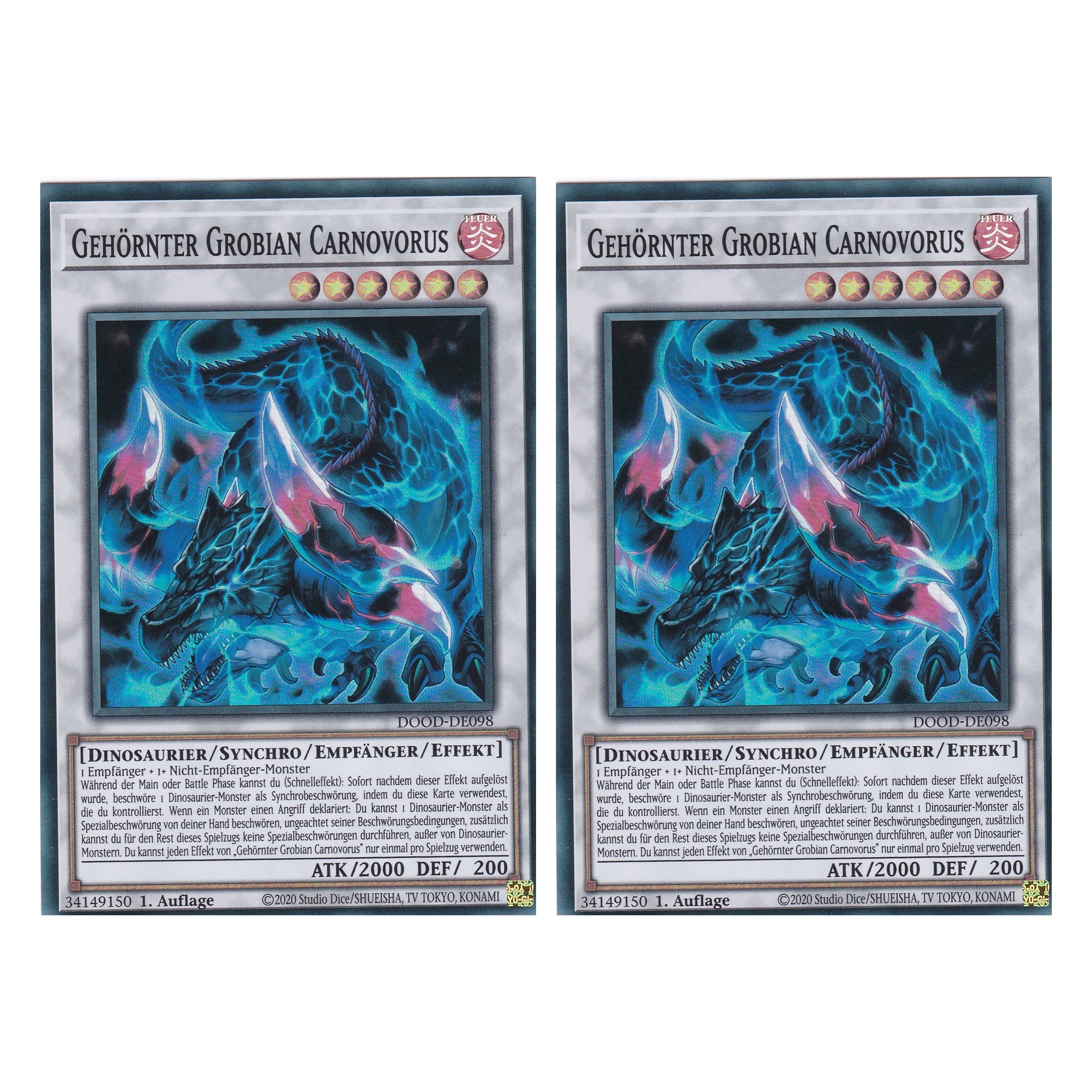 Gehörnter Grobian Carnovorus - DOOD-DE098 - Super Rare - Deutsch - 1. Auflage - Doom of Dimensions - Duo Set (2 Stück) - Yu-Gi-Oh!