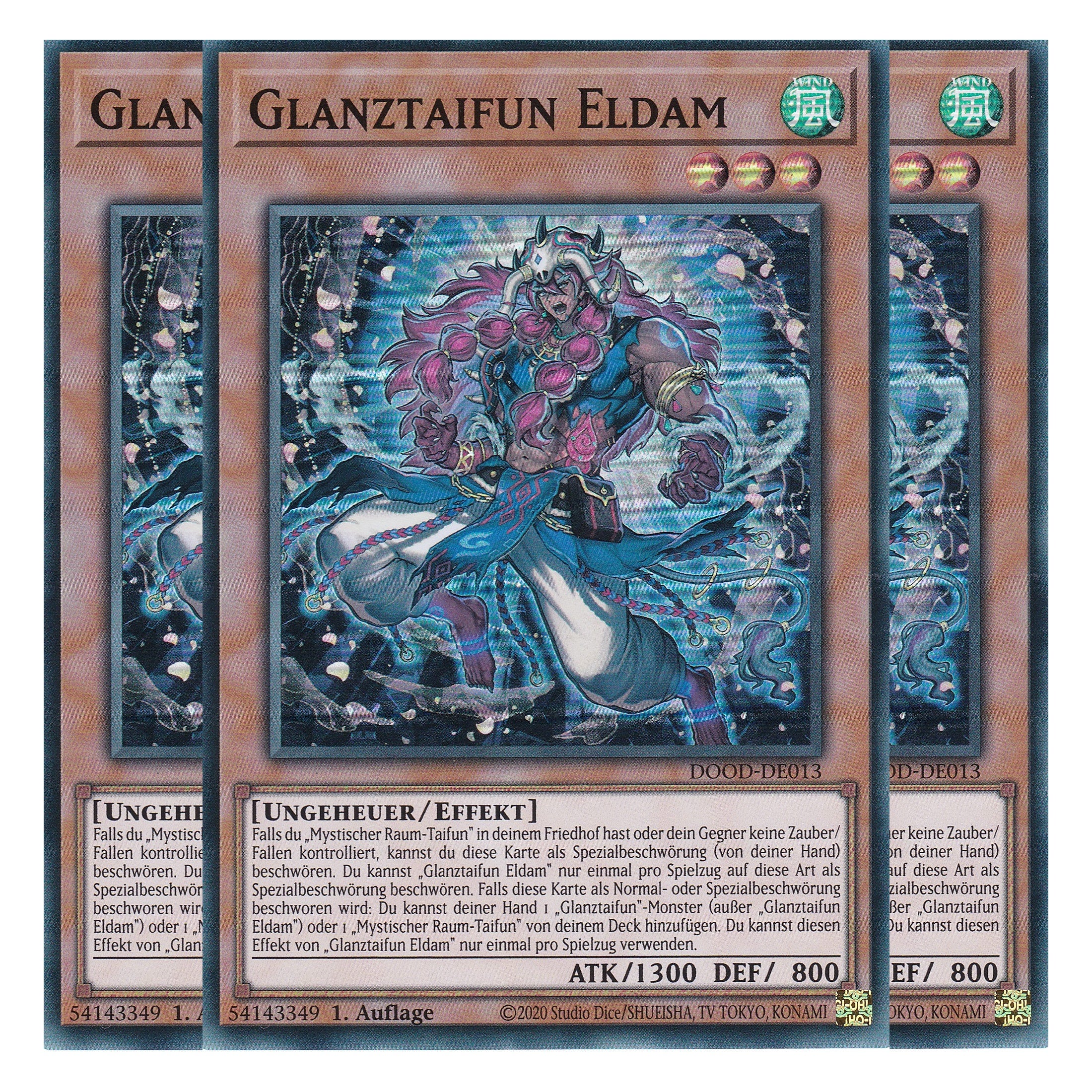Glanztaifun Eldam - DOOD-DE013 - Super Rare - Deutsch - 1. Auflage - Doom of Dimensions - Playset (3 Kopien) - Yu-Gi-Oh!