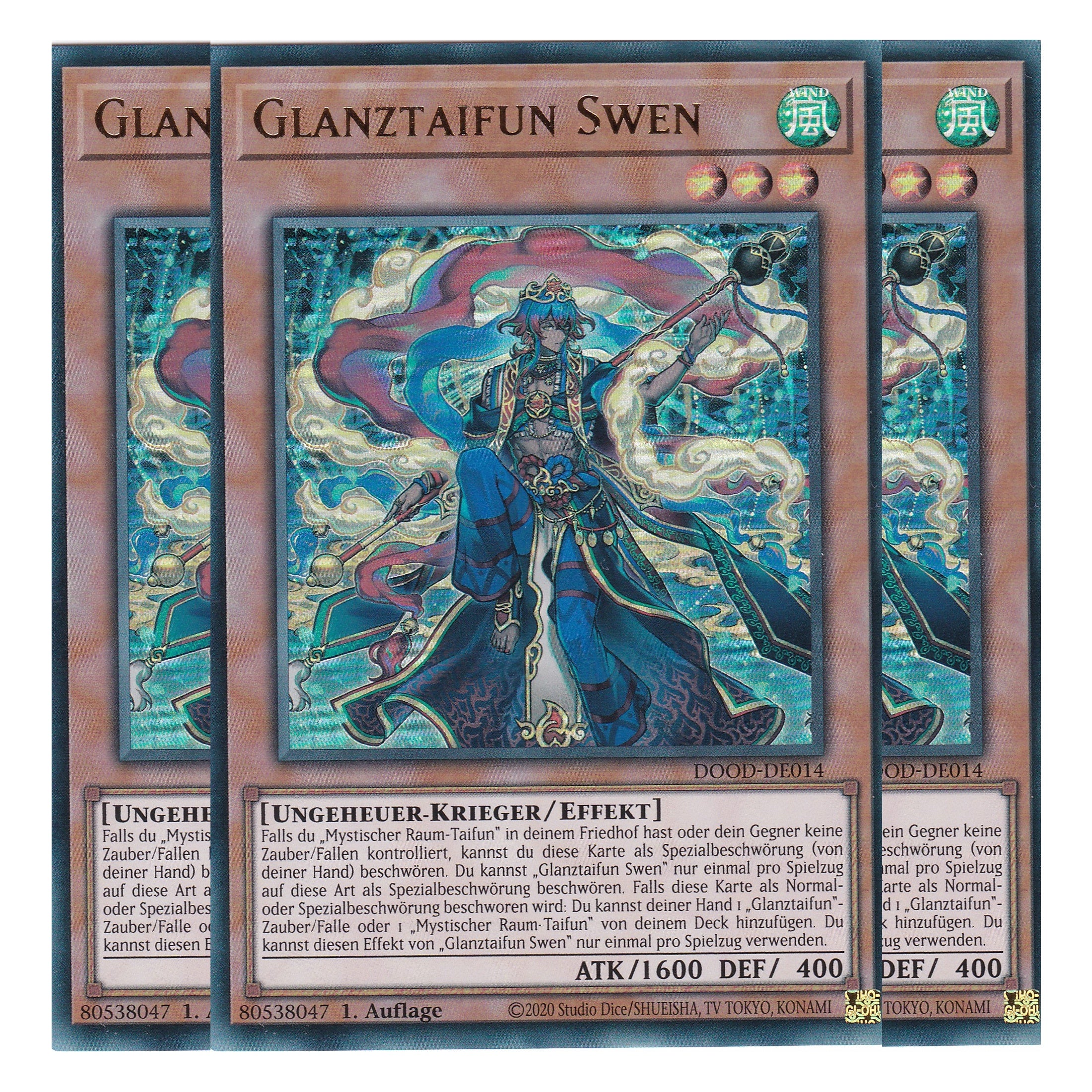 Glanztaifun Swen - DOOD-DE014 - Ultra Rare - Deutsch - 1. Auflage - Doom of Dimensions - Playset (3 Kopien) - Yu-Gi-Oh!