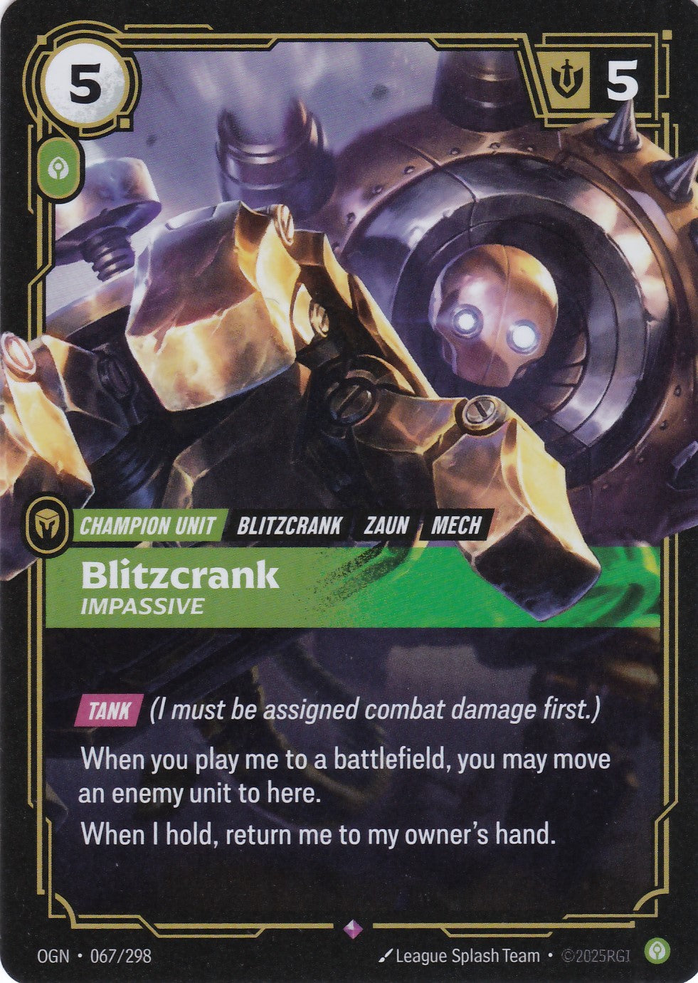 Blitzcrank, Impassive - OGN-067 - Rare - EN - Origins