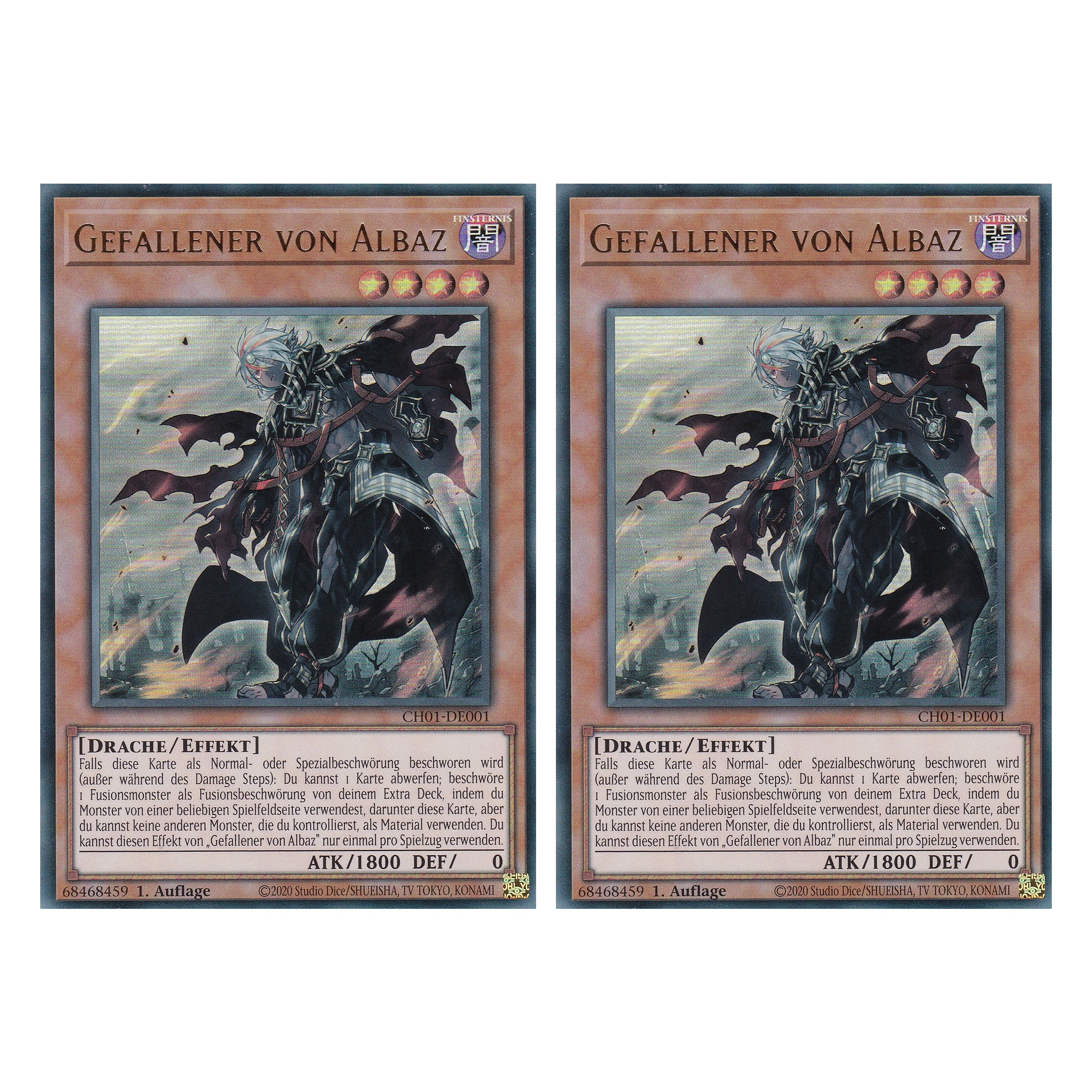 Gefallener von Albaz - CH01-DE001 - Ultra Rare - Deutsch - 1. Auflage - The Chronicles Deck: The Fallen & The Virtuous - Duo Set (2 Stück) - Yugioh