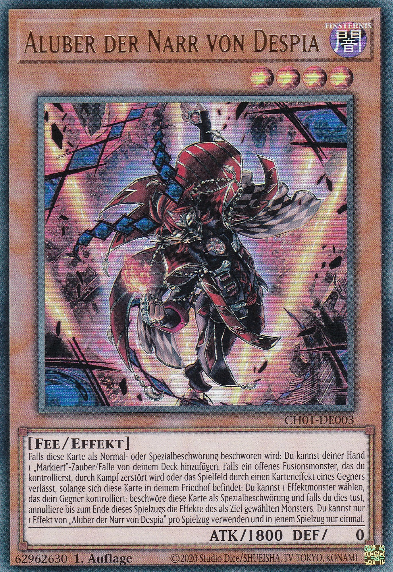 Aluber der Narr von Despia – CH01-DE003 – Ultra Rare – Deutsch – 1. Auflage – The Chronicles Deck: The Fallen & The Virtuous