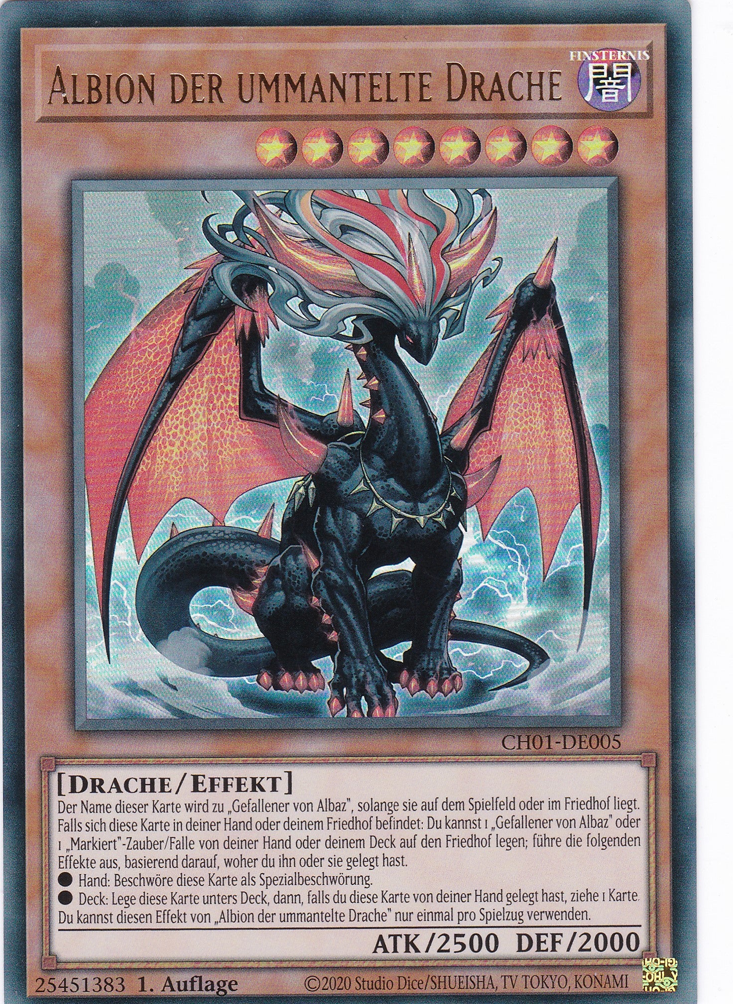 Albion der ummantelte Drache – CH01-DE005 – Ultra Rare – Deutsch – 1. Auflage – The Chronicles Deck: The Fallen & The Virtuous