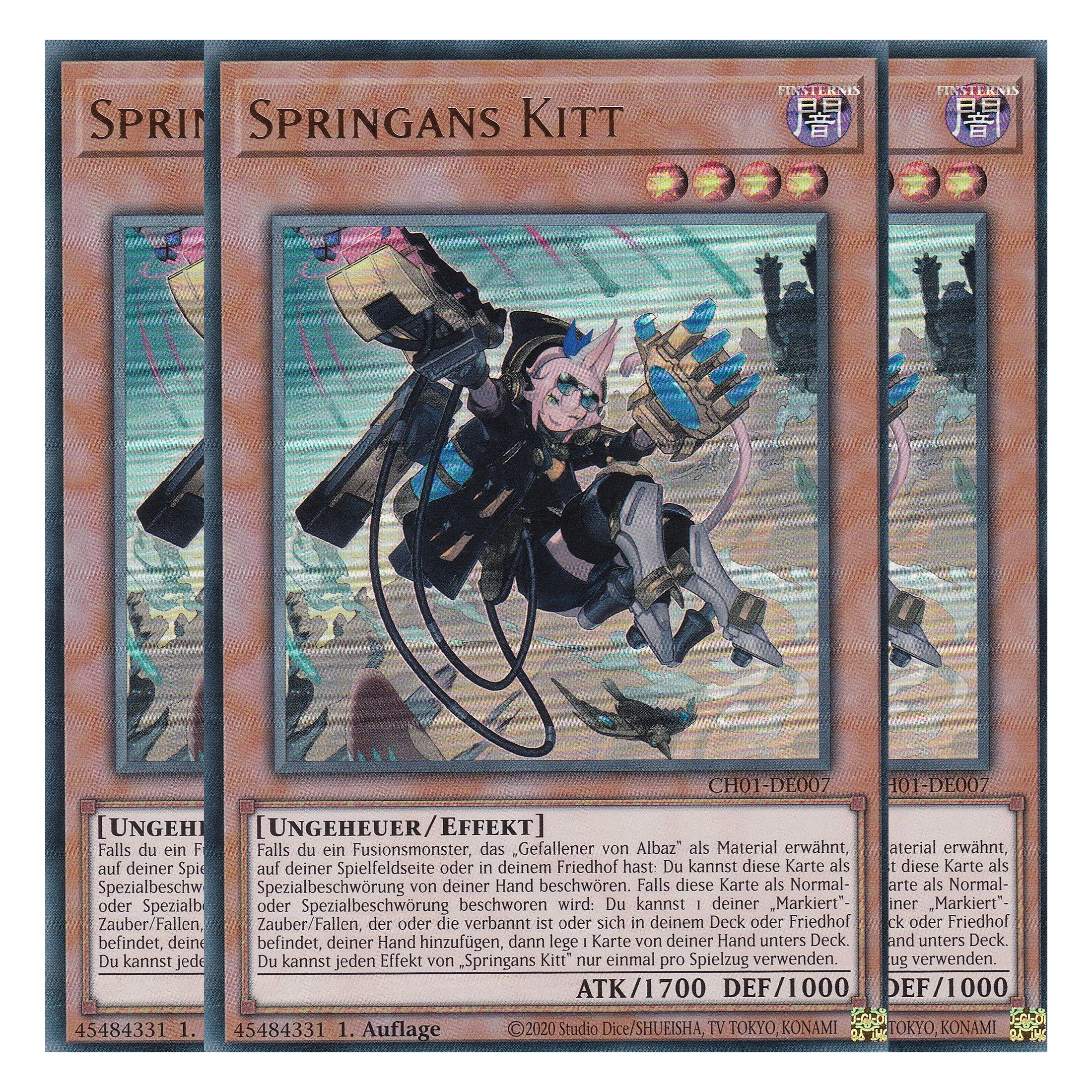 Springans Kitt - CH01-DE007 - Ultra Rare - Deutsch - 1. Auflage - The Chronicles Deck: The Fallen & The Virtuous - Playset (3 Kopien) - Yu-Gi-Oh!