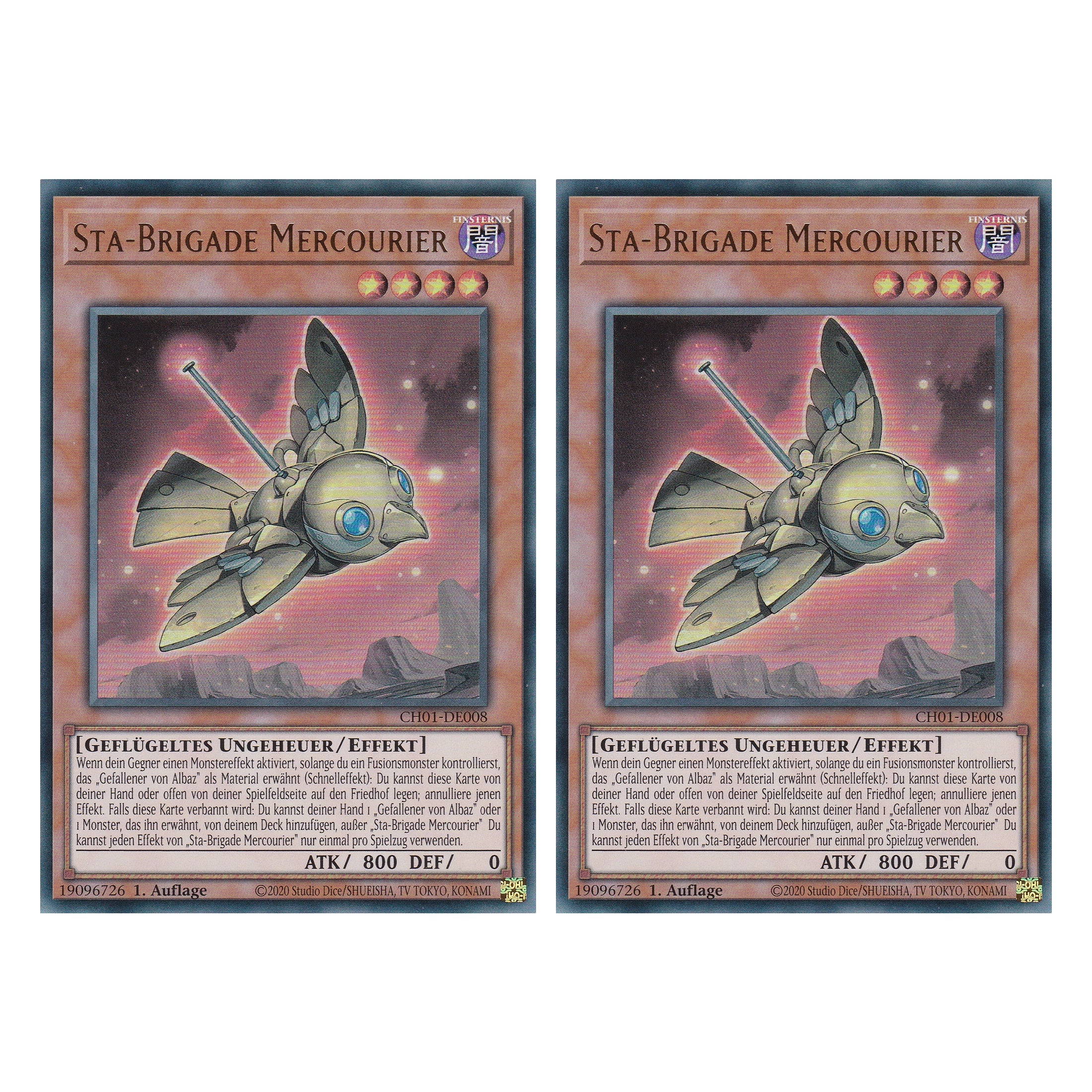 Sta-Brigade Mercourier - CH01-DE008 - Ultra Rare - Deutsch - 1. Auflage - The Chronicles Deck: The Fallen & The Virtuous - Duo Set (2 Stück) - Yugioh