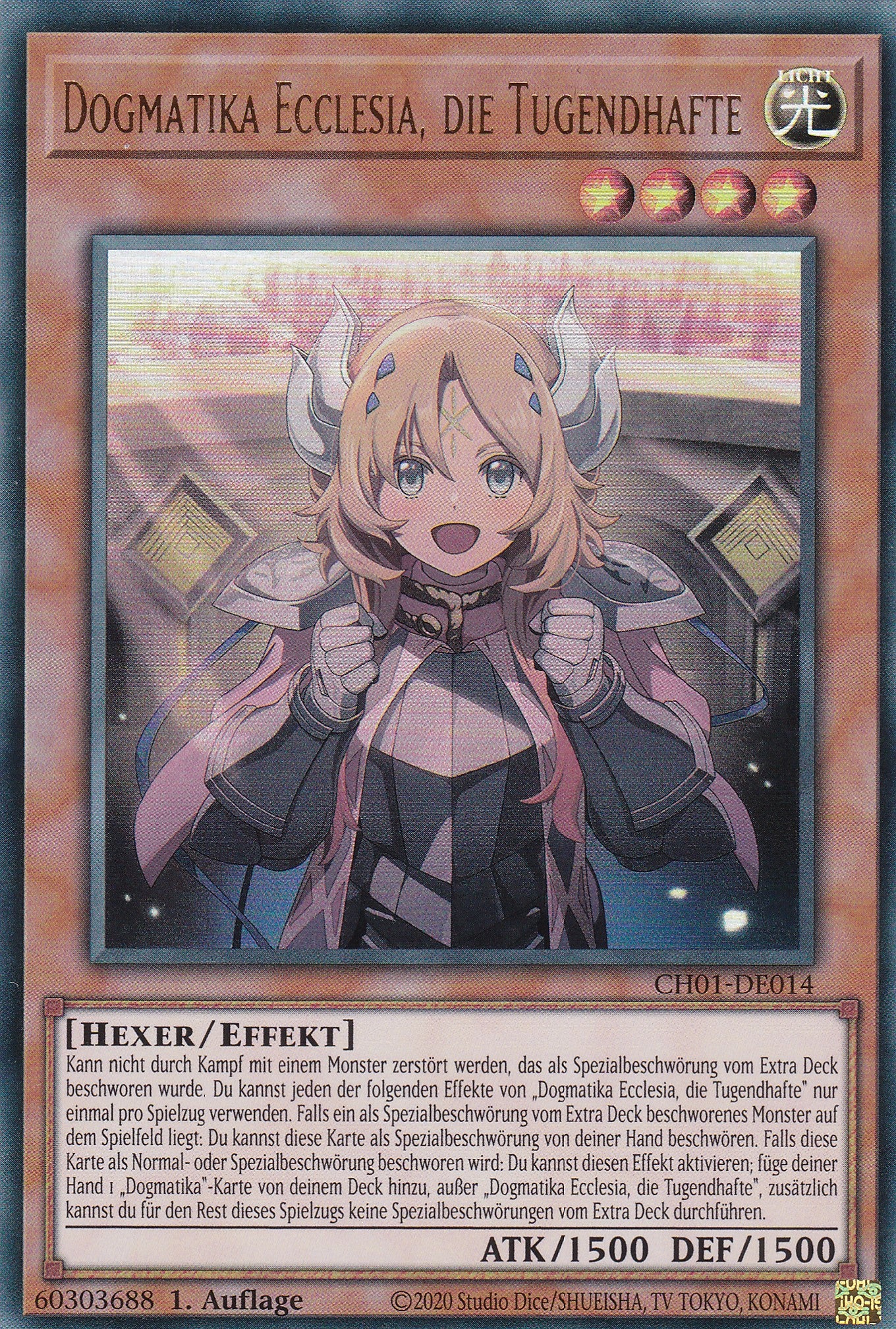 Dogmatika Ecclesia, die Tugendhafte – CH01-DE014 – Ultra Rare – Deutsch – 1. Auflage – The Chronicles Deck: The Fallen & The Virtuous