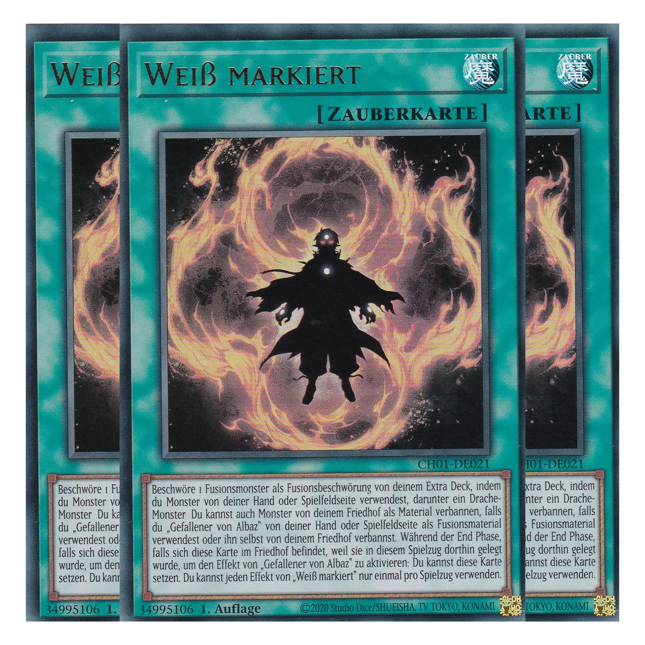Weiß markiert - CH01-DE021 - Ultra Rare - Deutsch - 1. Auflage - The Chronicles Deck: The Fallen & The Virtuous - Playset (3 Kopien)