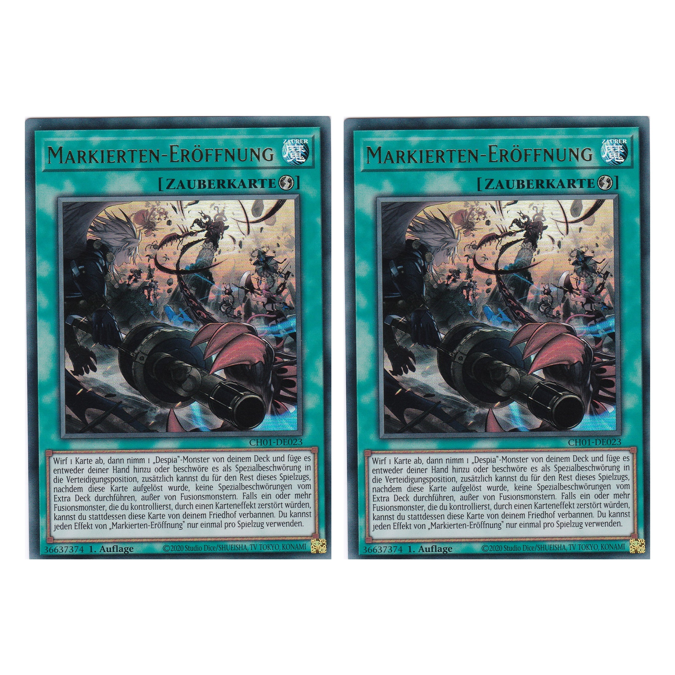 Markierten-Eröffnung - CH01-DE023 - Ultra Rare - Deutsch - 1. Auflage - The Chronicles Deck: The Fallen & The Virtuous - Duo Set (2 Stück) - Yugioh