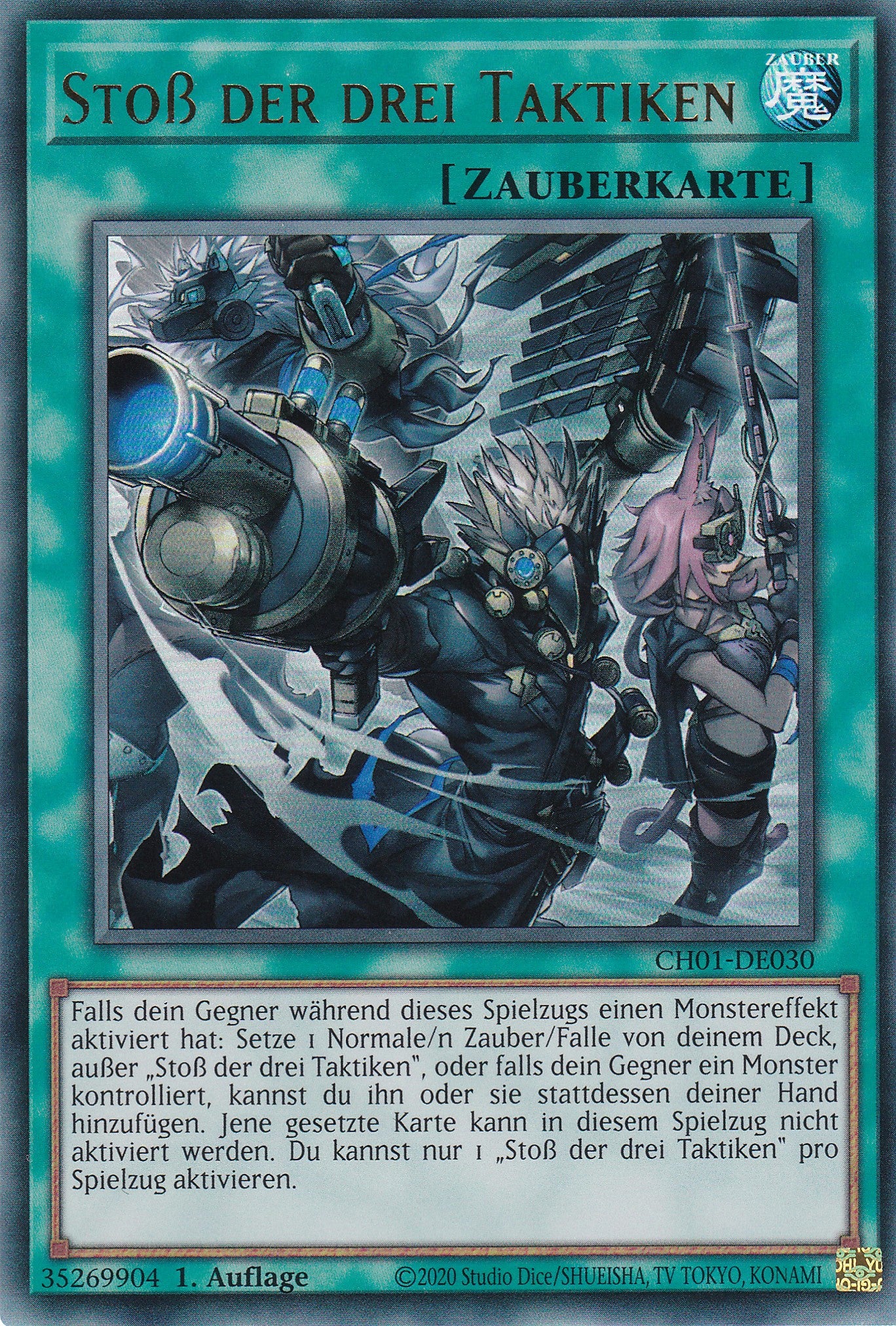 Stoß der drei Taktiken – CH01-DE030 – Ultra Rare – Deutsch – 1. Auflage – The Chronicles Deck: The Fallen & The Virtuous