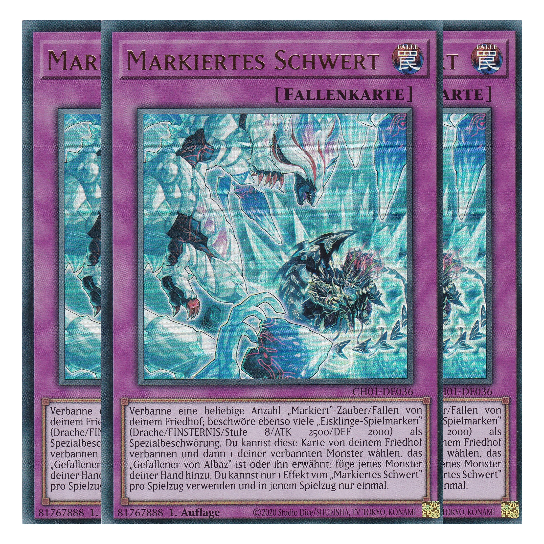Markiertes Schwert - CH01-DE036 - Ultra Rare - Deutsch - 1. Auflage - The Chronicles Deck: The Fallen & The Virtuous - Playset (3 Kopien) - Yu-Gi-Oh!