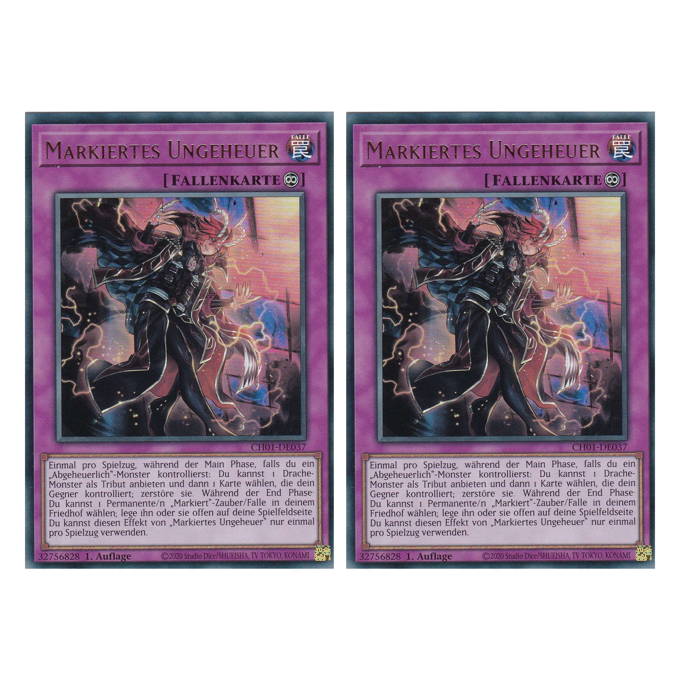 Markiertes Ungeheuer - CH01-DE037 - Ultra Rare - Deutsch - 1. Auflage - The Chronicles Deck: The Fallen & The Virtuous - Duo Set (2 Stück) - Yugioh