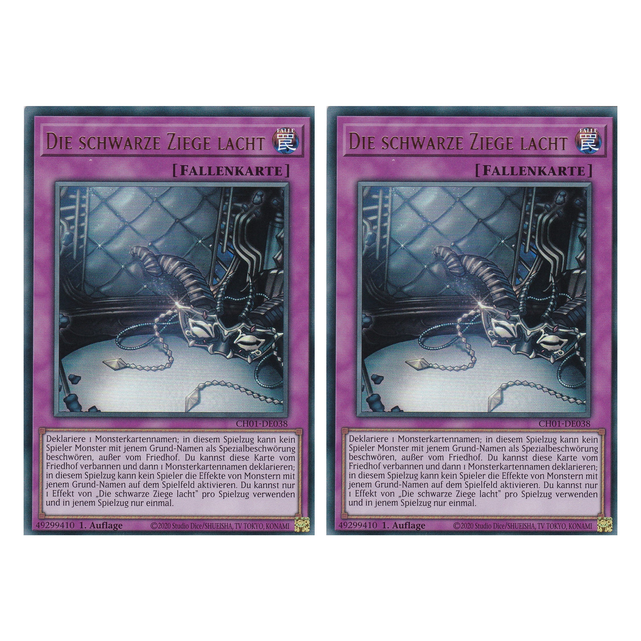 Die schwarze Ziege lacht - CH01-DE038 - Ultra Rare - Deutsch - 1. Auflage - The Chronicles Deck: The Fallen & The Virtuous - Duo Set (2 Stück) - Yugioh
