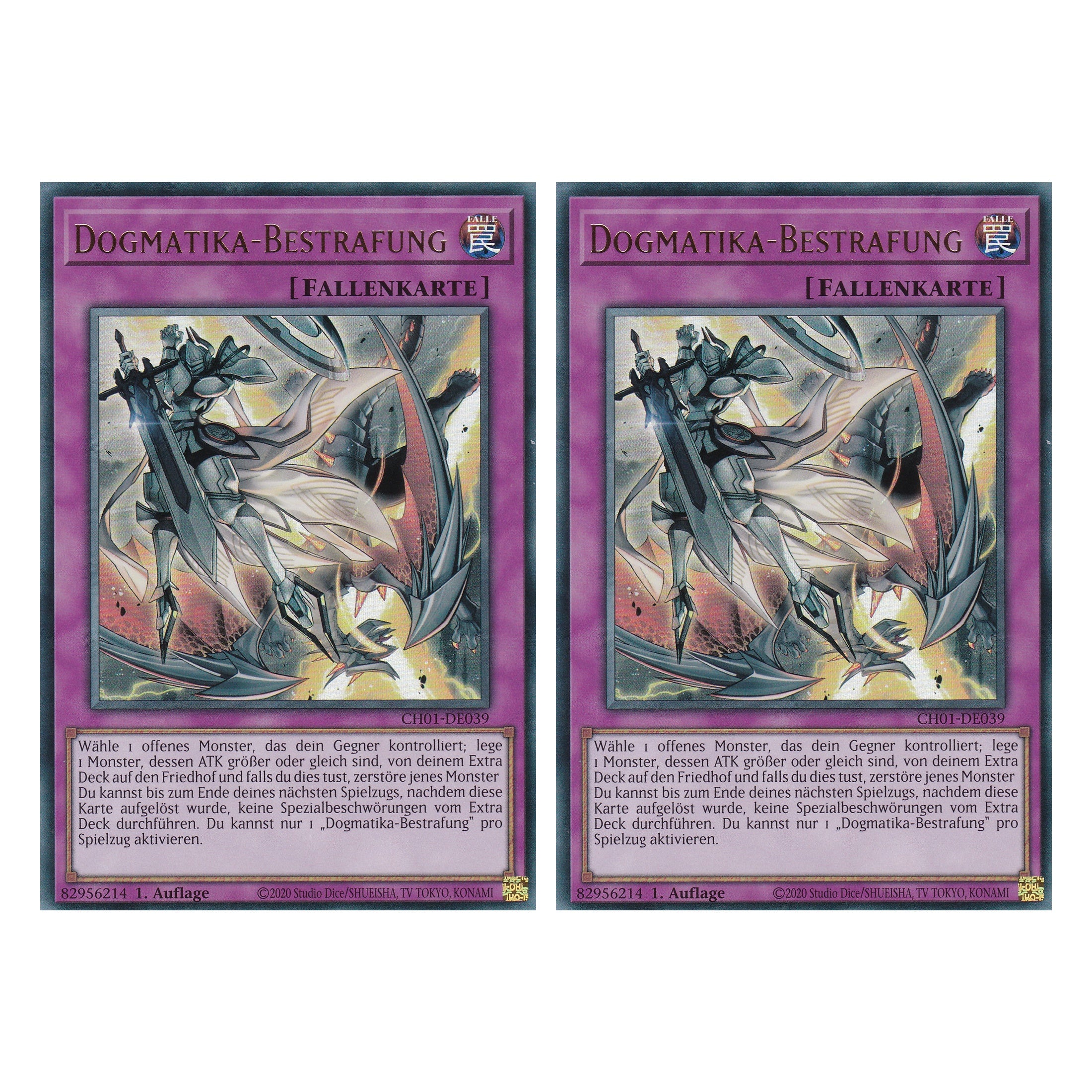Dogmatika-Bestrafung - CH01-DE039 - Ultra Rare - Deutsch - 1. Auflage - The Chronicles Deck: The Fallen & The Virtuous - Duo Set (2 Stück) - Yugioh