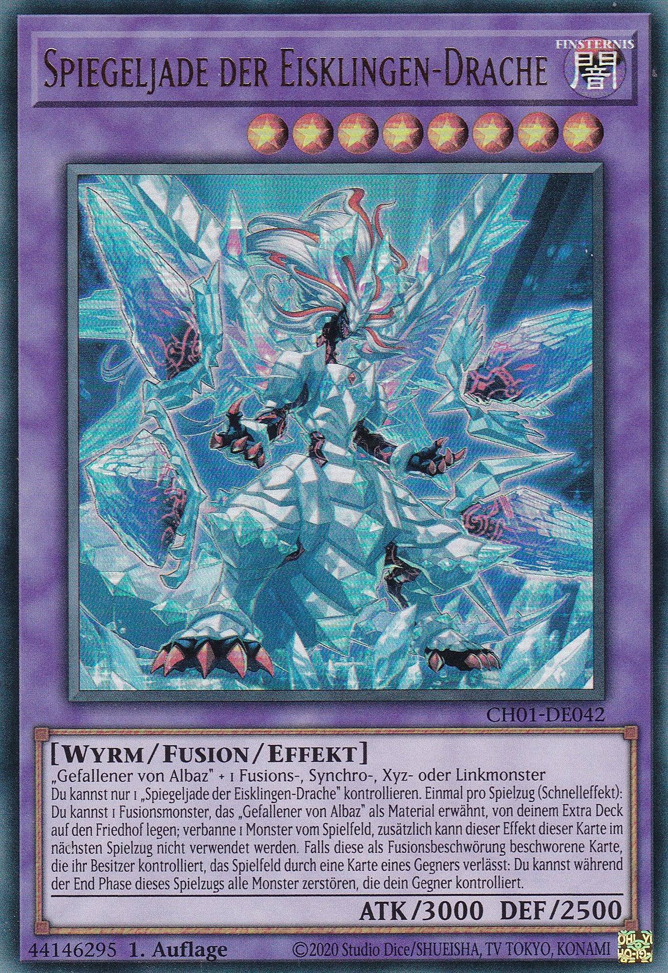 Spiegeljade der Eisklingen-Drache – CH01-DE042 – Ultra Rare – Deutsch – 1. Auflage – The Chronicles Deck: The Fallen & The Virtuous