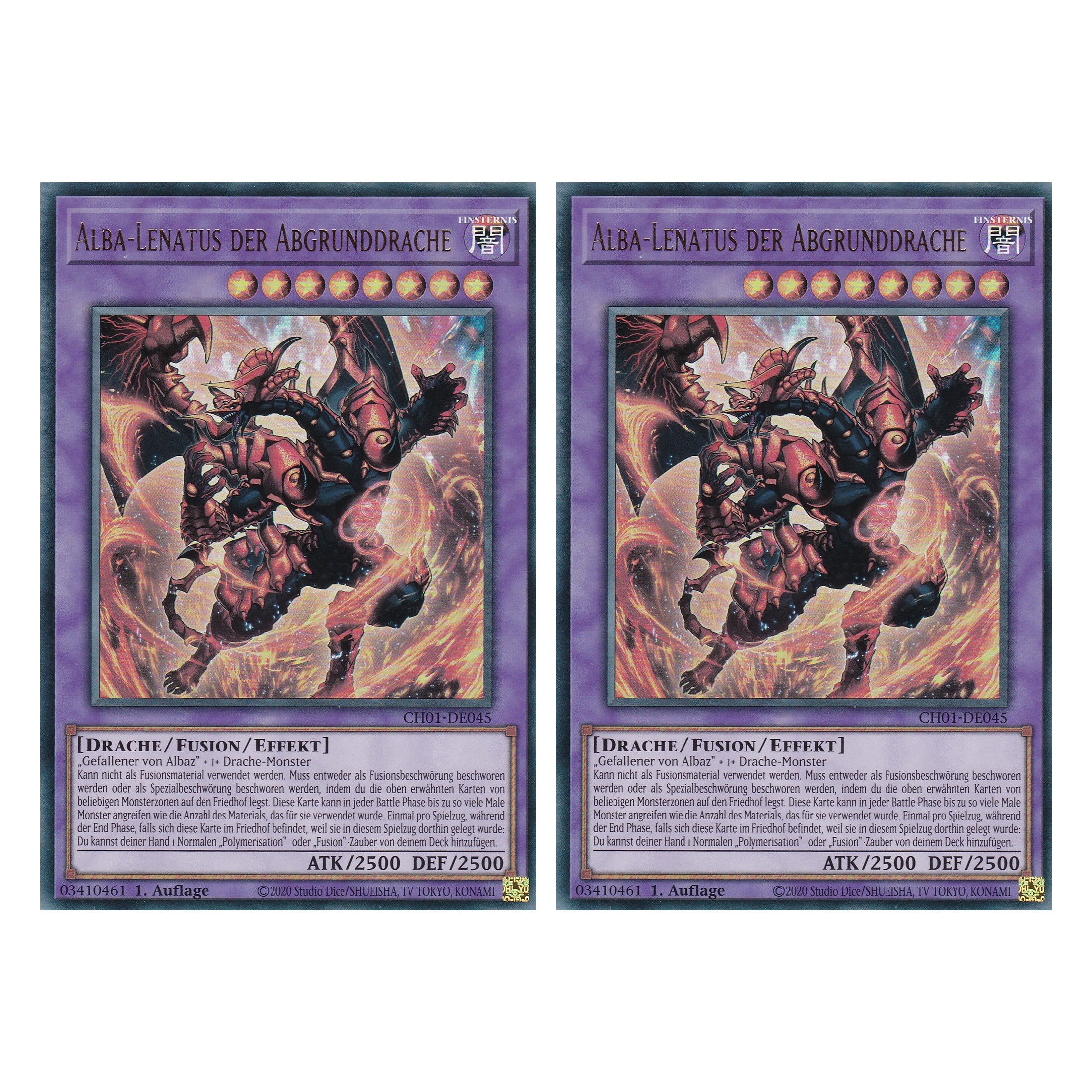 Alba-Lenatus der Abgrunddrache - CH01-DE045 - Ultra Rare - Deutsch - 1. Auflage - The Chronicles Deck: The Fallen & The Virtuous - Duo Set (2 Stück) - Yugioh