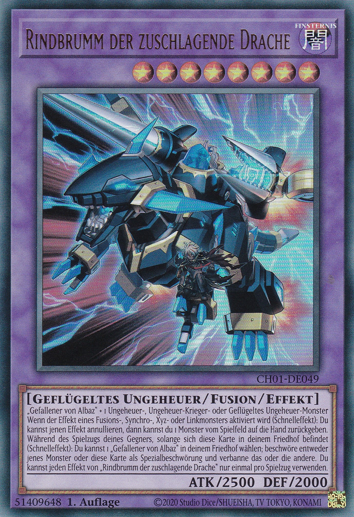 Rindbrumm der zuschlagende Drache – CH01-DE049 – Ultra Rare – Deutsch – 1. Auflage – The Chronicles Deck: The Fallen & The Virtuous