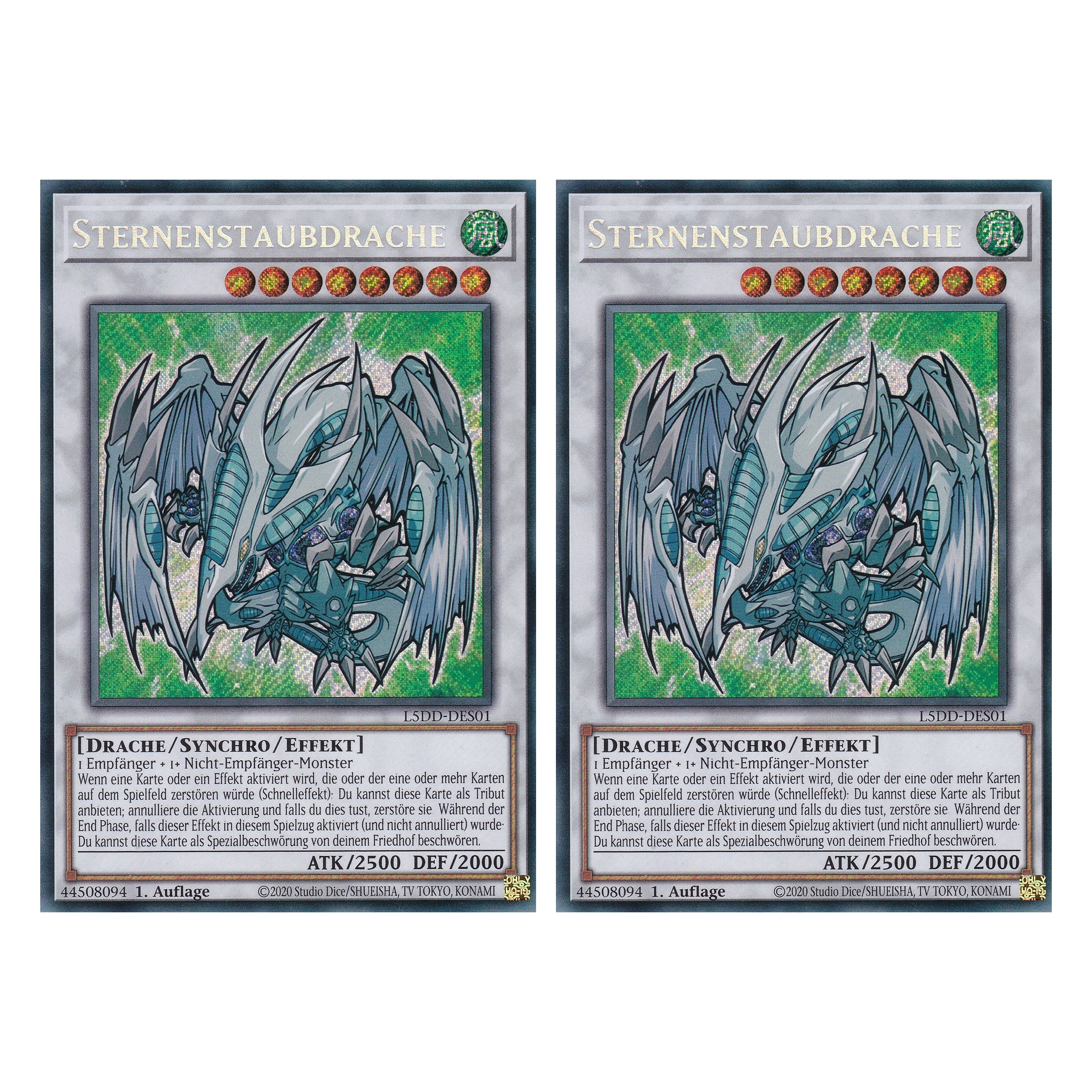 Sternenstaubdrache - L5DD-DES01 - Secret Rare - Deutsch - 1. Auflage - Legendary 5D's Decks - Duo Set (2 Stück) - Yu-Gi-Oh!