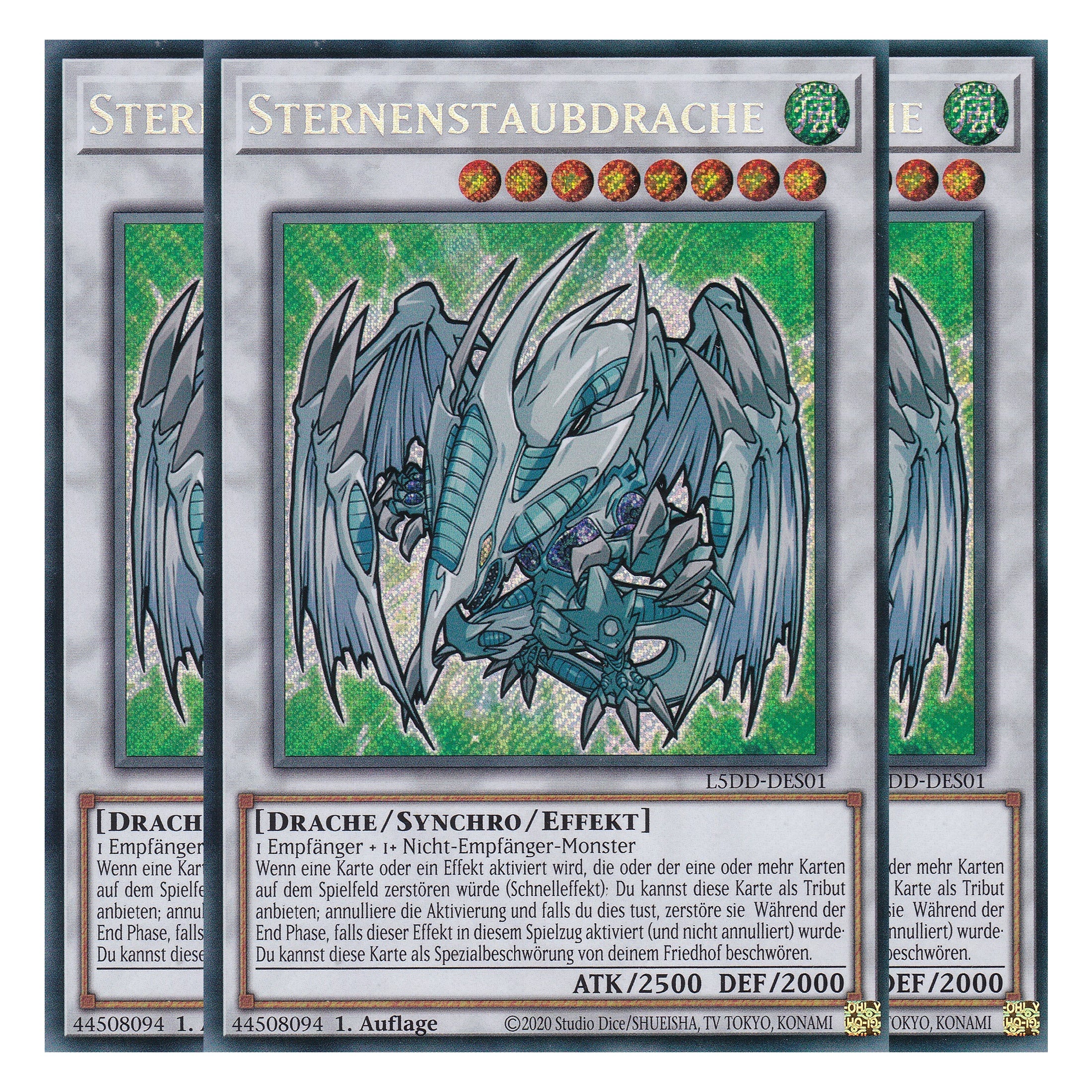 Sternenstaubdrache - L5DD-DES01 - Secret Rare - Deutsch - 1. Auflage - Legendary 5D's Decks - Playset (3 Kopien) - Yu-Gi-Oh!