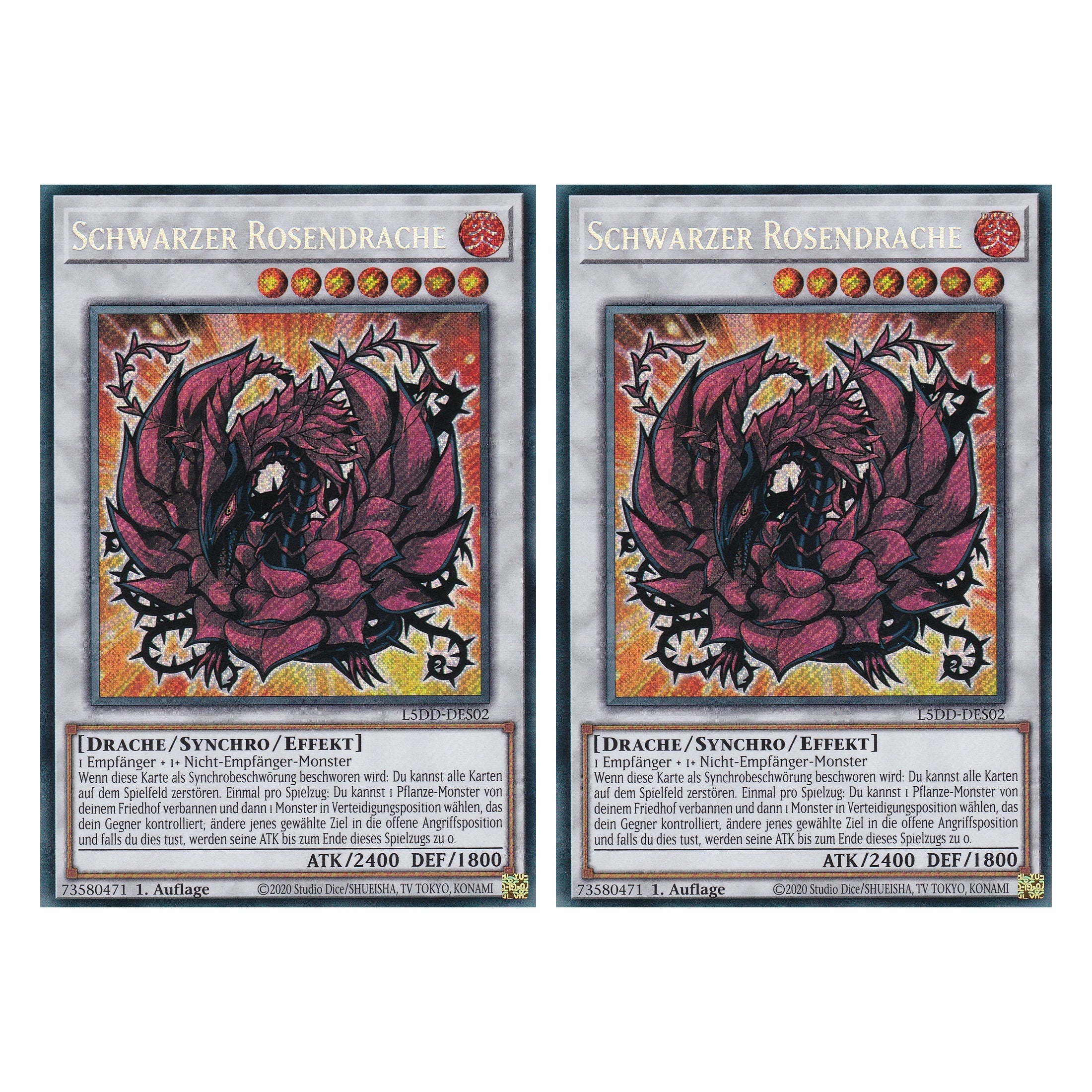 Schwarzer Rosendrache - L5DD-DES02 - Secret Rare - Deutsch - 1. Auflage - Legendary 5D's Decks - Duo Set (2 Stück) - Yu-Gi-Oh!