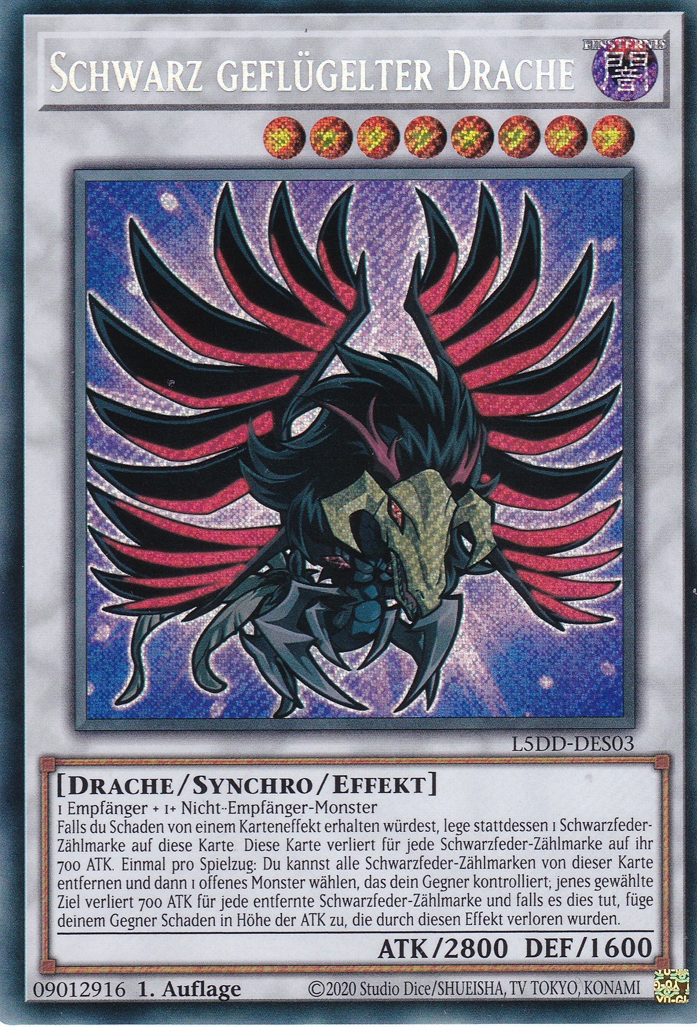 Schwarz geflügelter Drache – L5DD-S03 – Secret Rare – DE – 1. Auflage – Legendary 5D's Decks