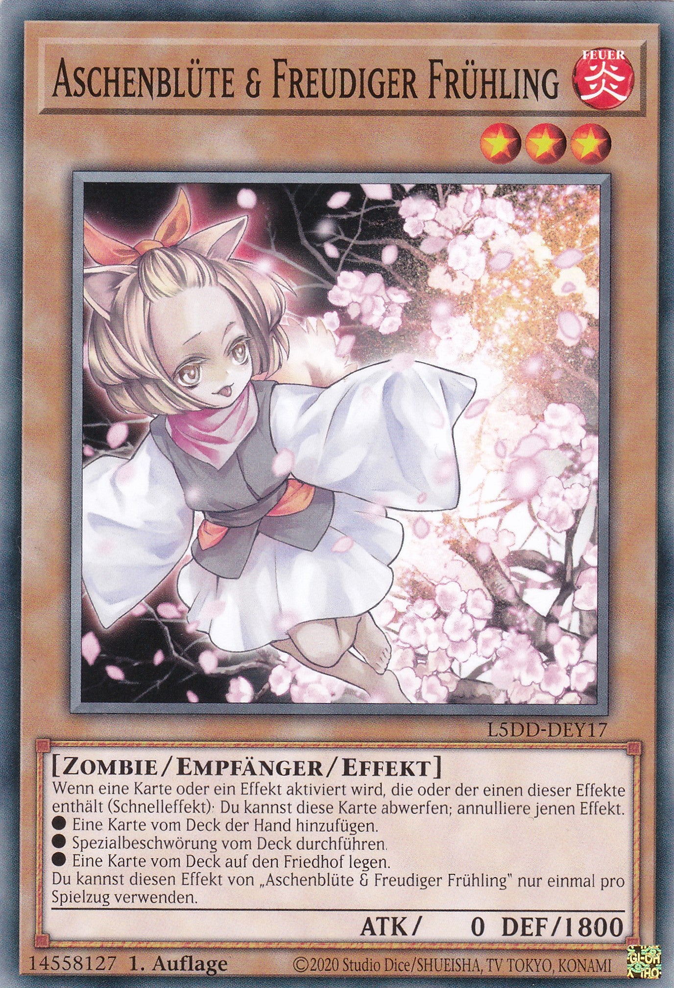 Aschenblüte & Freudiger Frühling – L5DD-Y17 – Common – DE – 1. Auflage – Legendary 5D's Decks