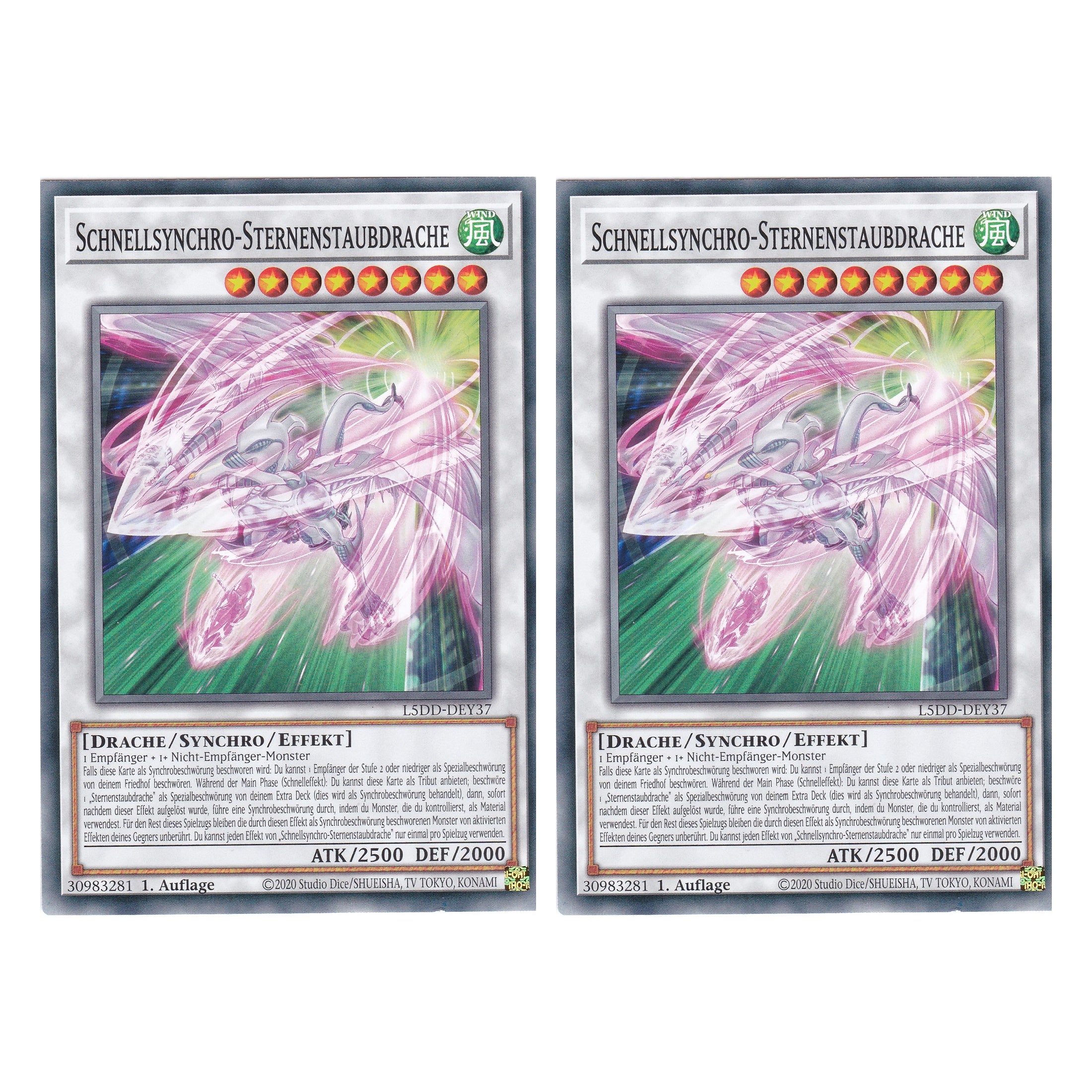 Schnellsynchro-Sternenstaubdrache - L5DD-DEY37 - Common - Deutsch - 1. Auflage - Legendary 5D's Decks - Duo Set (2 Stück) - Yu-Gi-Oh!
