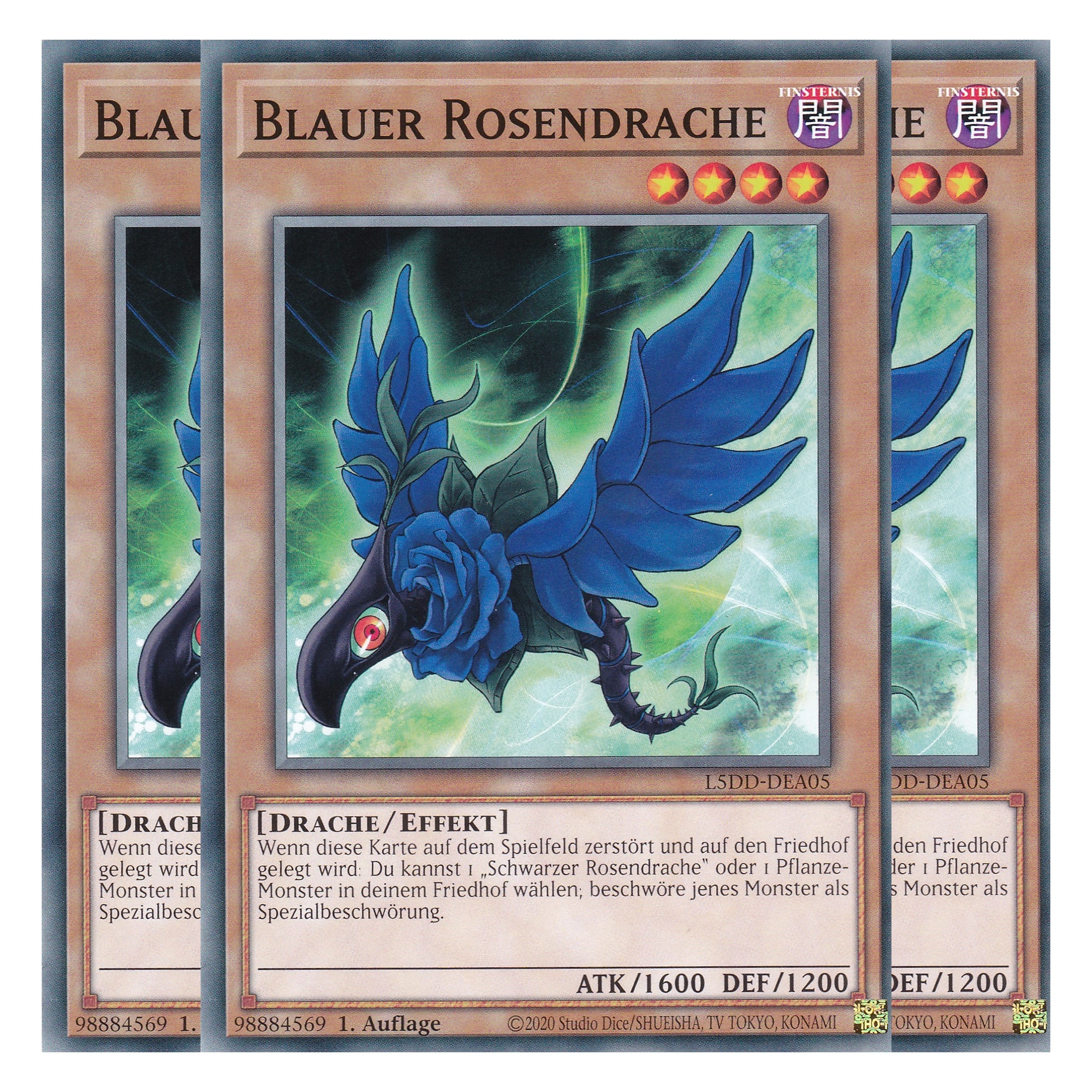 Blauer Rosendrache - L5DD-DEA05 - Common - Deutsch - 1. Auflage - Legendary 5D's Decks - Playset (3 Kopien)