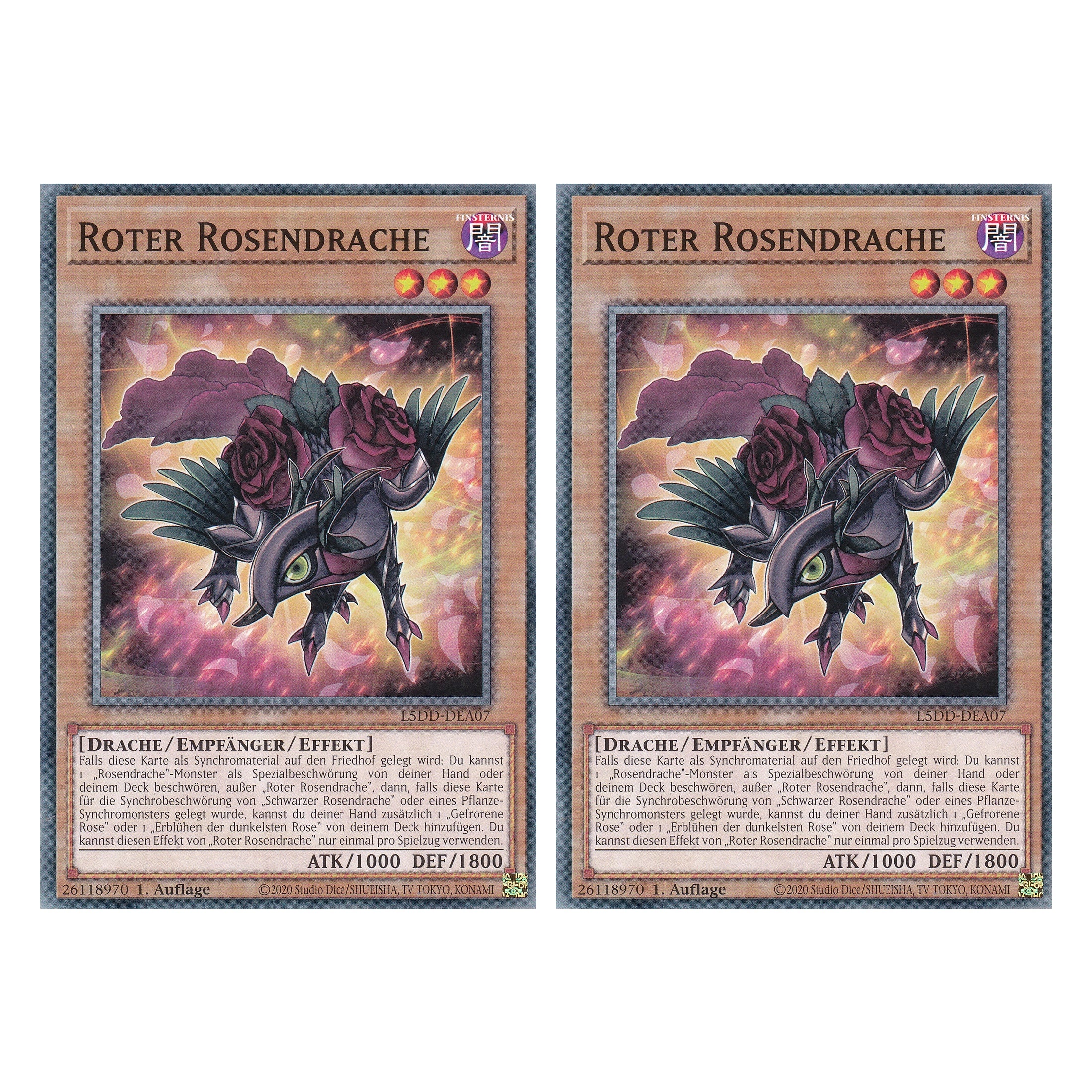 Roter Rosendrache - L5DD-DEA07 - Common - Deutsch - 1. Auflage - Legendary 5D's Decks - Duo Set (2 Stück) - Yu-Gi-Oh!