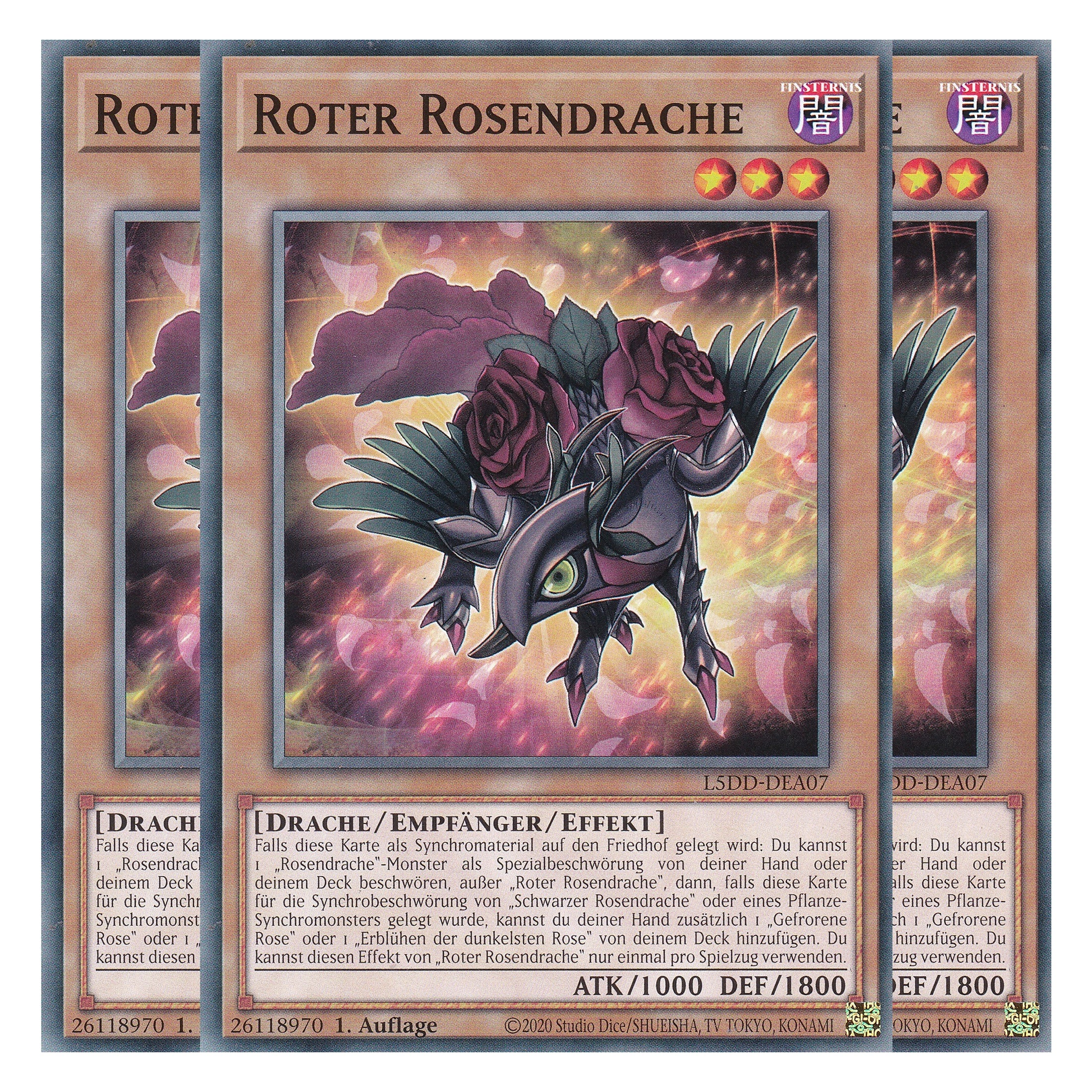 Roter Rosendrache - L5DD-DEA07 - Common - Deutsch - 1. Auflage - Legendary 5D's Decks - Playset (3 Kopien) - Yu-Gi-Oh!