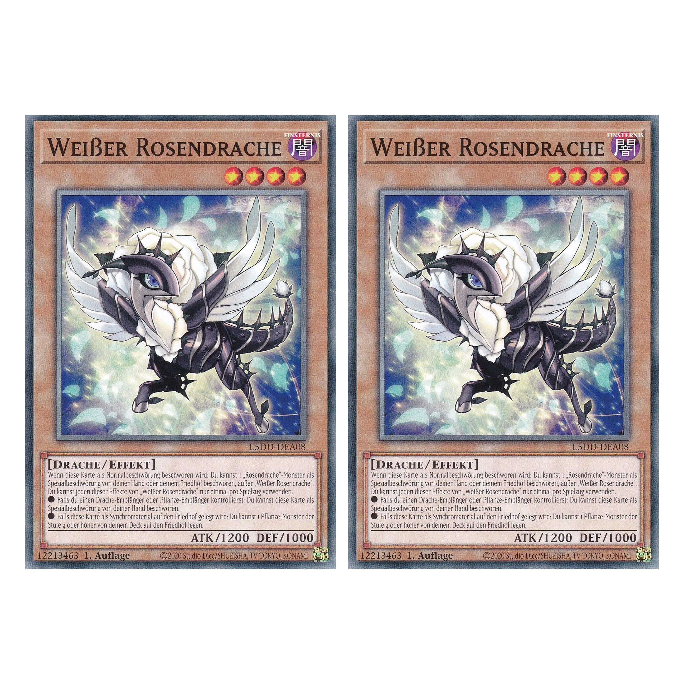 Weißer Rosendrache - L5DD-DEA08 - Common - Deutsch - 1. Auflage - Legendary 5D's Decks - Duo Set (2 Stück) - Yu-Gi-Oh!