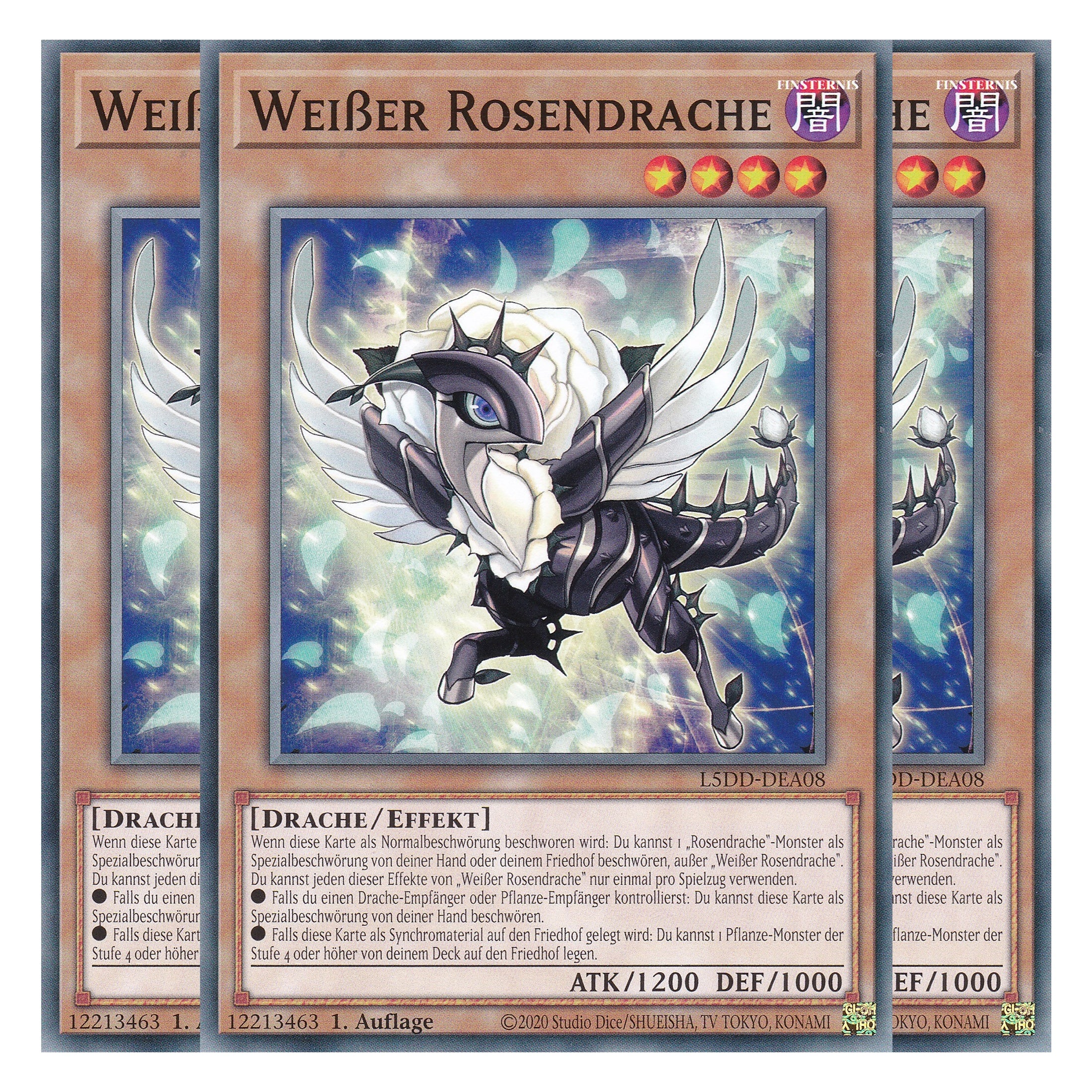 Weißer Rosendrache - L5DD-DEA08 - Common - Deutsch - 1. Auflage - Legendary 5D's Decks - Playset (3 Kopien)