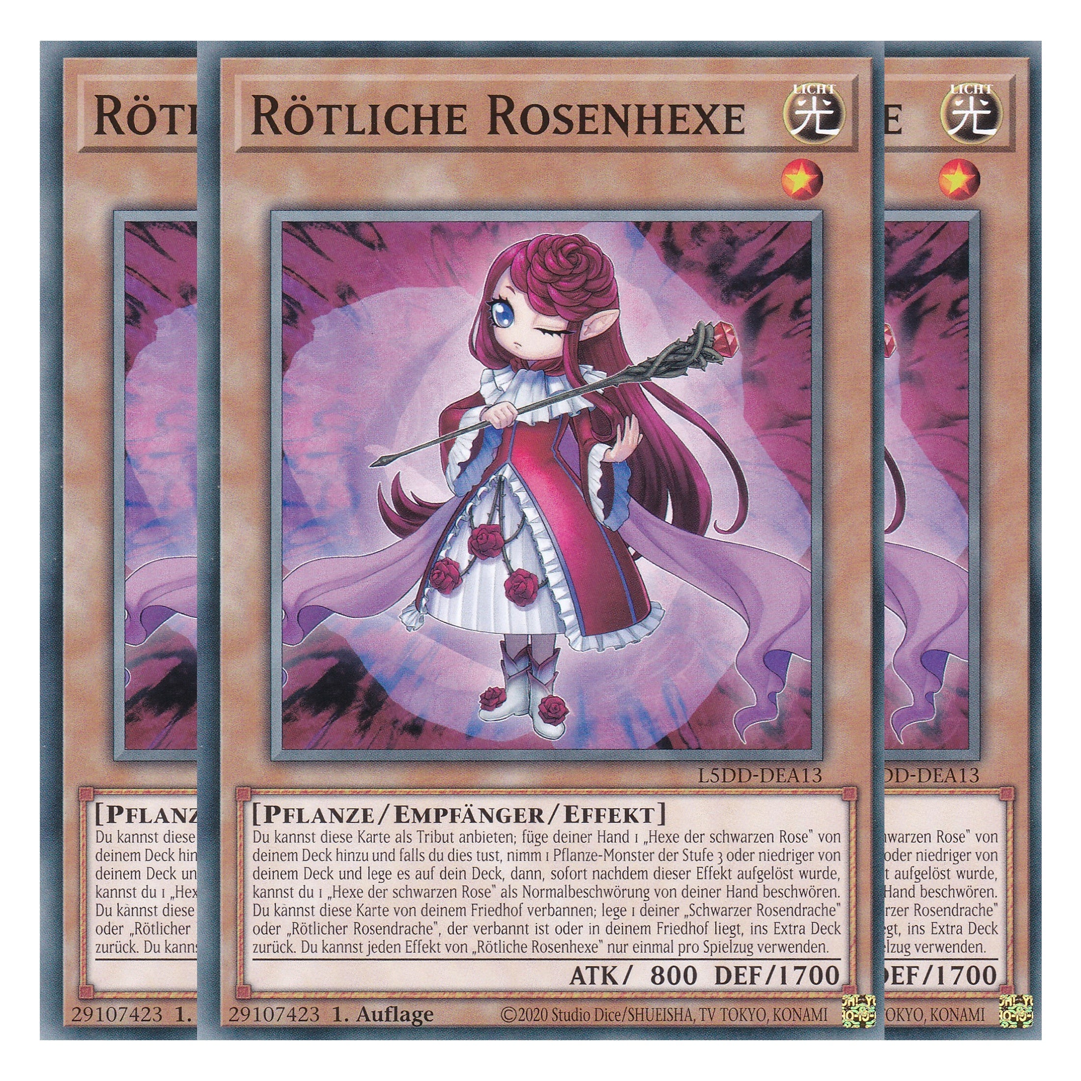Rötliche Rosenhexe - L5DD-DEA13 - Common - Deutsch - 1. Auflage - Legendary 5D's Decks - Playset (3 Kopien)