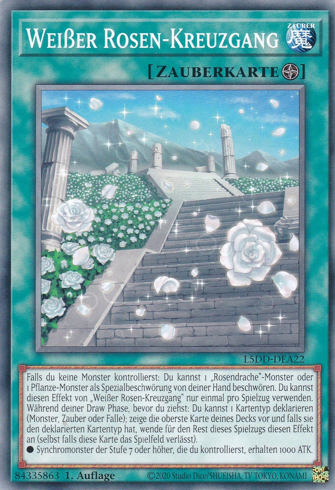 Weißer Rosen-Kreuzgang – L5DD-A22 – Common – DE – 1. Auflage – Legendary 5D's Decks