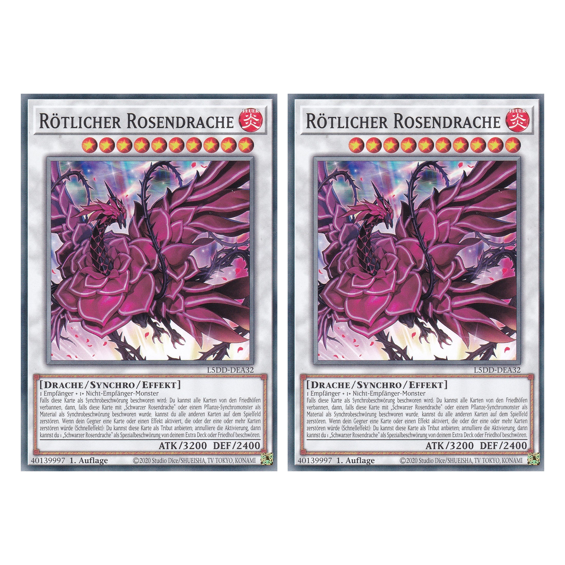 Rötlicher Rosendrache - L5DD-DEA32 - Common - Deutsch - 1. Auflage - Legendary 5D's Decks - Duo Set (2 Stück) - Yu-Gi-Oh!