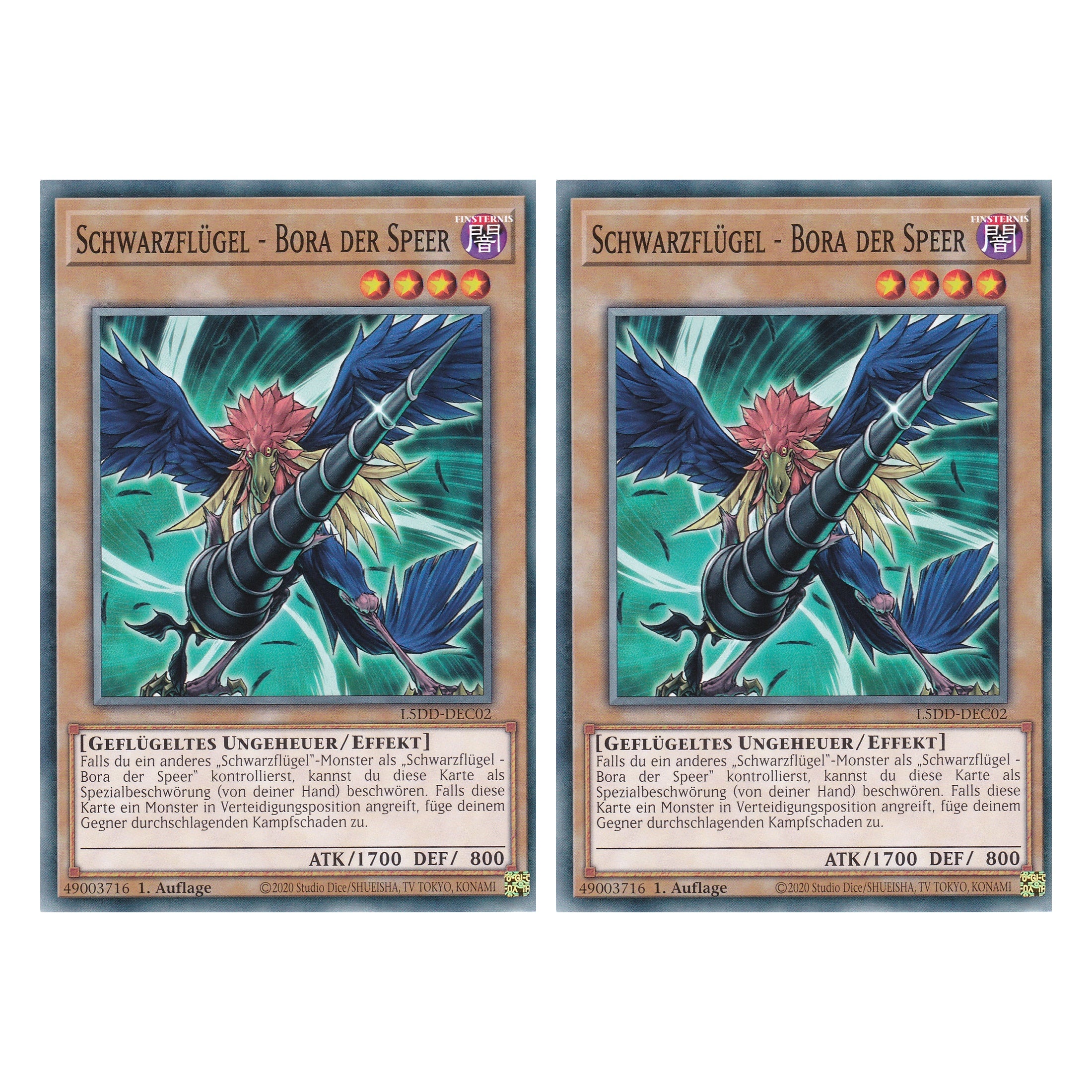 Schwarzflügel - Bora der Speer - L5DD-DEC02 - Common - Deutsch - 1. Auflage - Legendary 5D's Decks - Duo Set (2 Stück) - Yu-Gi-Oh!
