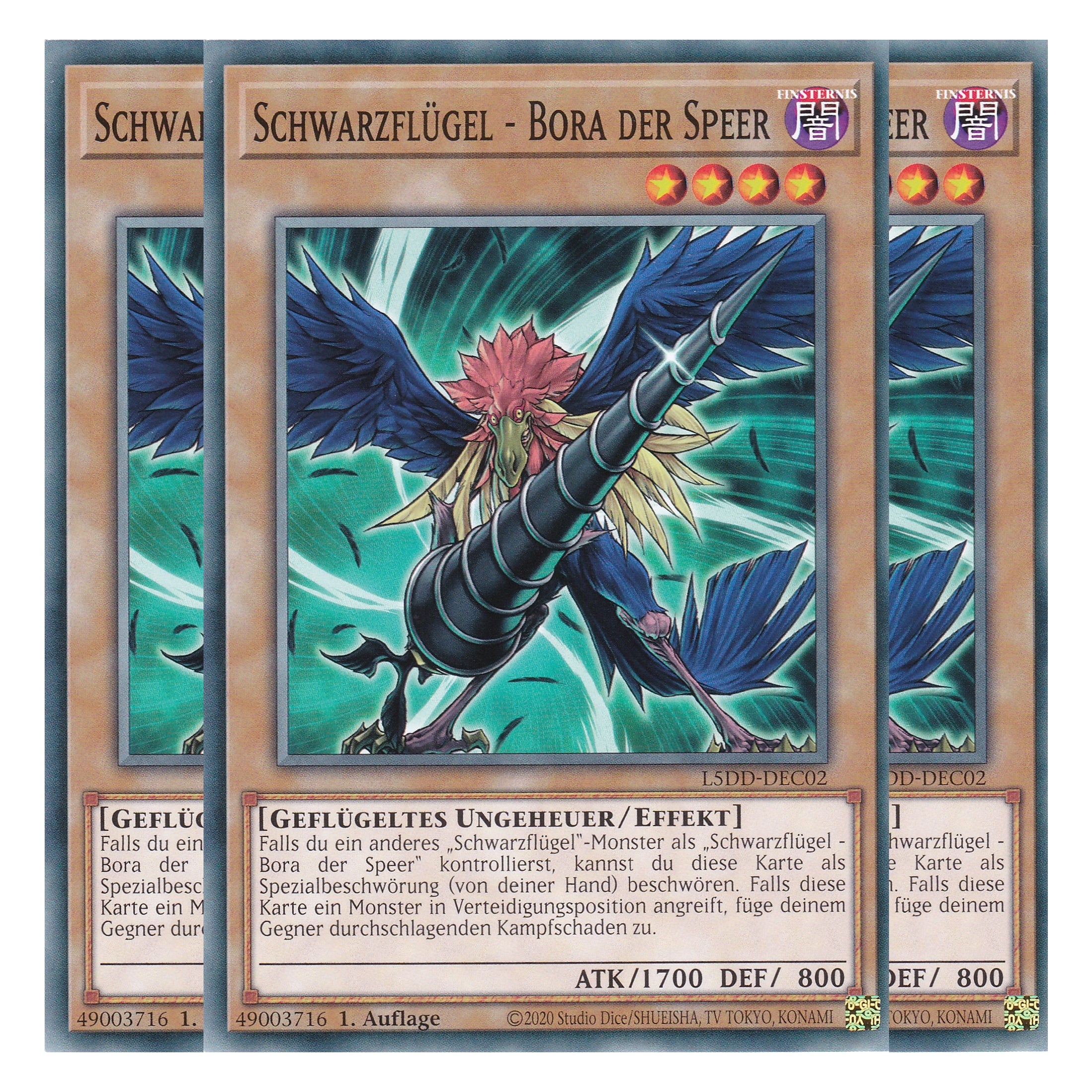 Schwarzflügel - Bora der Speer - L5DD-DEC02 - Common - Deutsch - 1. Auflage - Legendary 5D's Decks - Playset (3 Kopien)