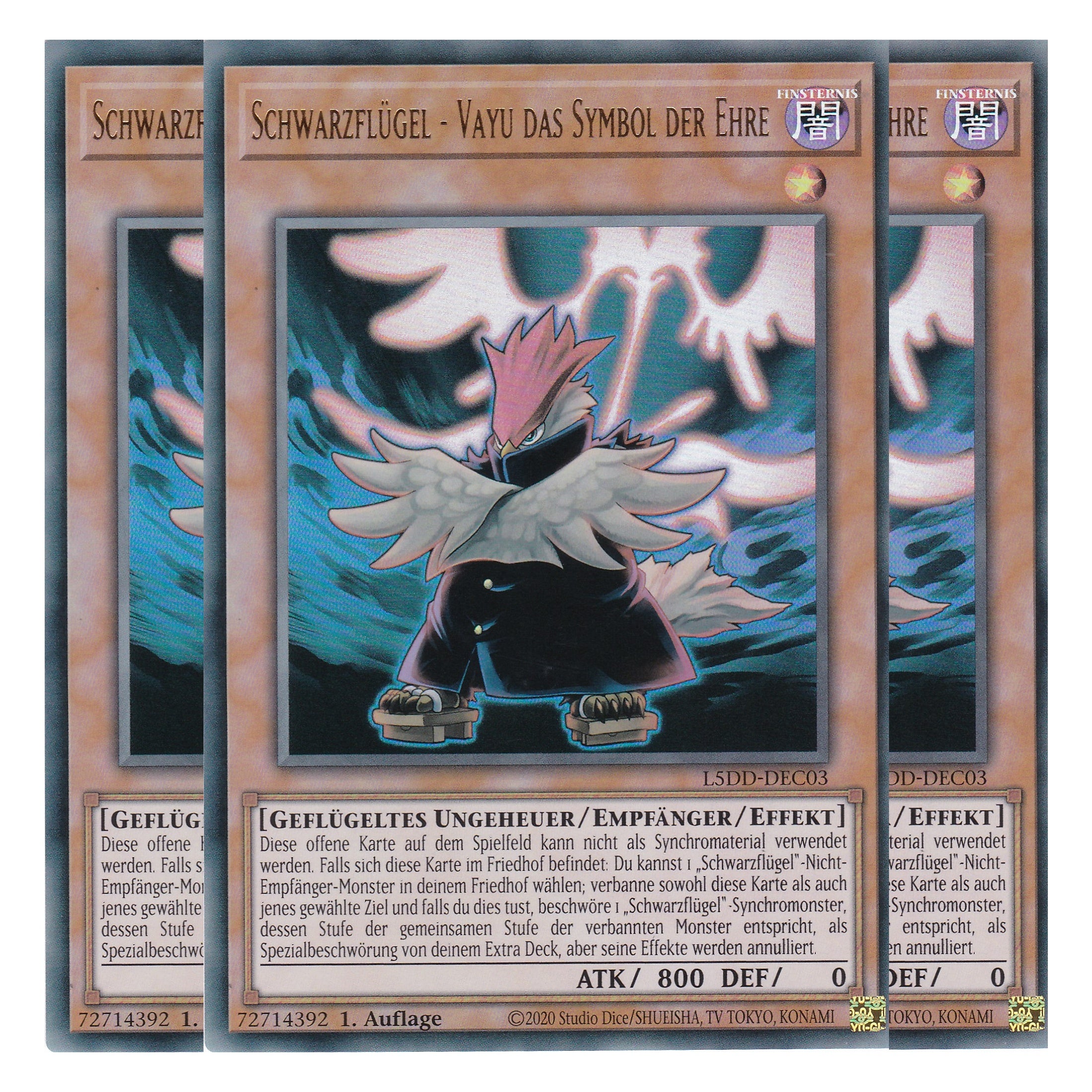 Schwarzflügel - Vayu das Symbol der Ehre - L5DD-DEC03 - Ultra Rare - Deutsch - 1. Auflage - Legendary 5D's Decks - Playset (3 Kopien) - Yu-Gi-Oh!