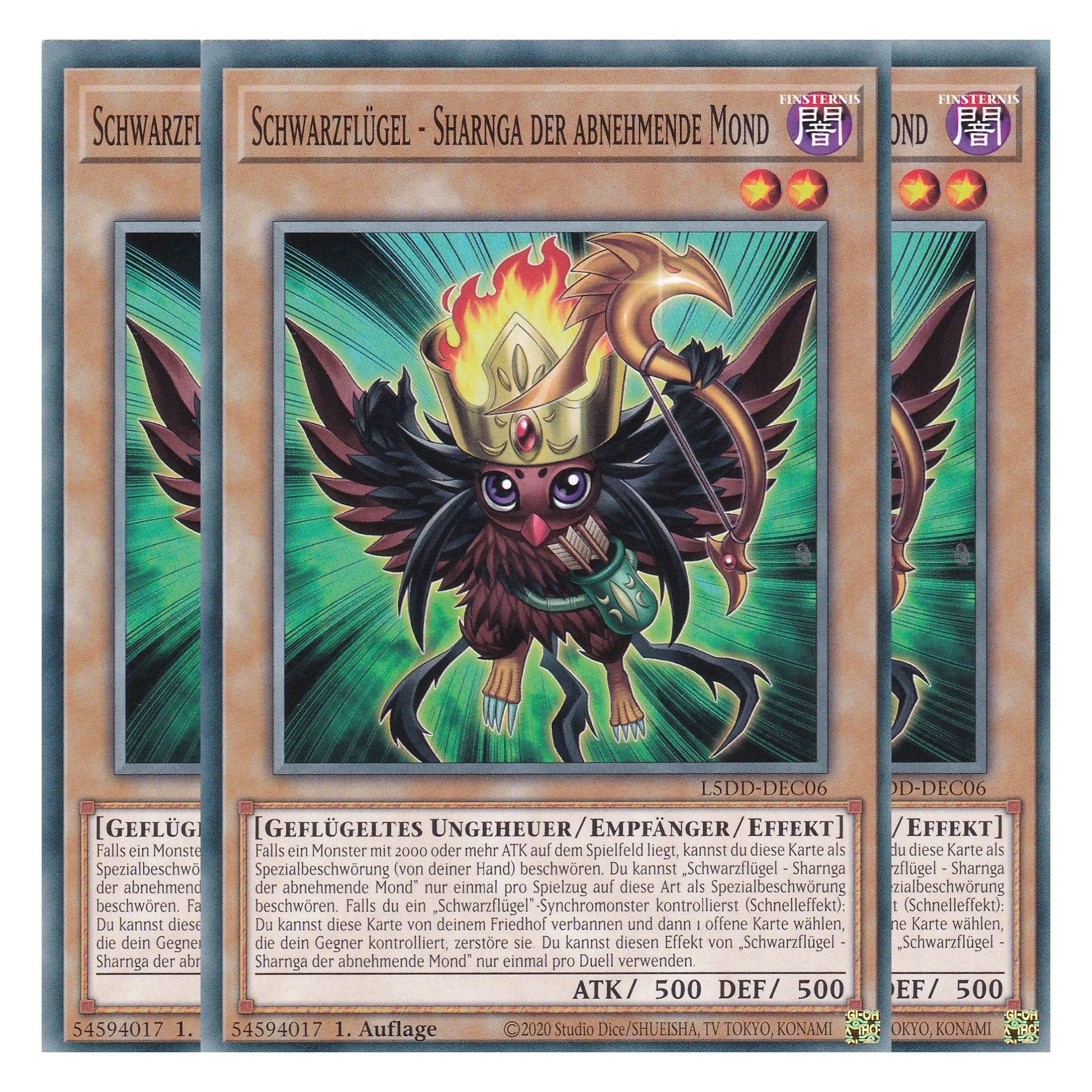 Schwarzflügel - Sharnga der abnehmende Mond - L5DD-DEC06 - Common - Deutsch - 1. Auflage - Legendary 5D's Decks - Playset (3 Kopien) - Yu-Gi-Oh!