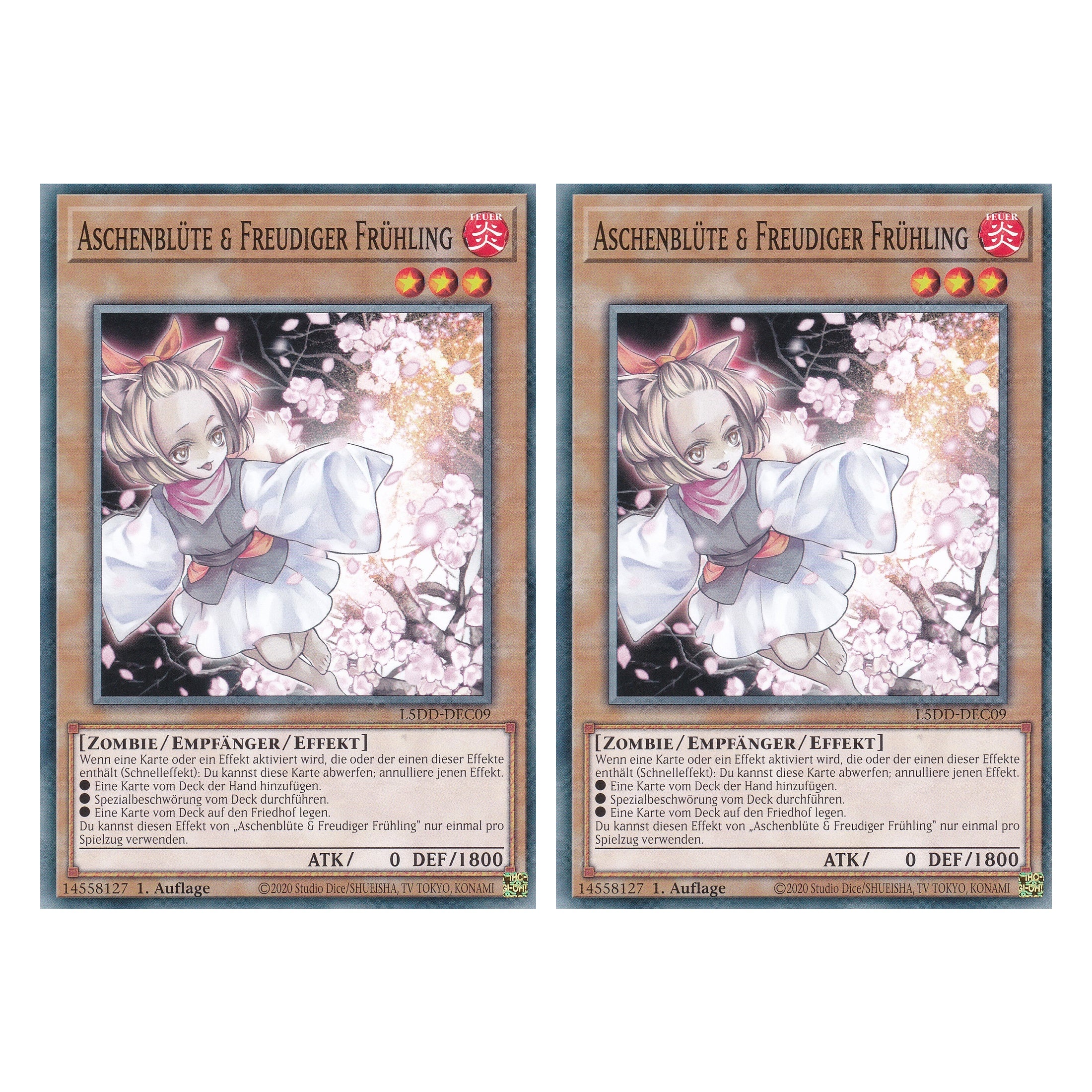 Aschenblüte & Freudiger Frühling - L5DD-DEC09 - Common - Deutsch - 1. Auflage - Legendary 5D's Decks - Duo Set (2 Stück) - Yu-Gi-Oh!