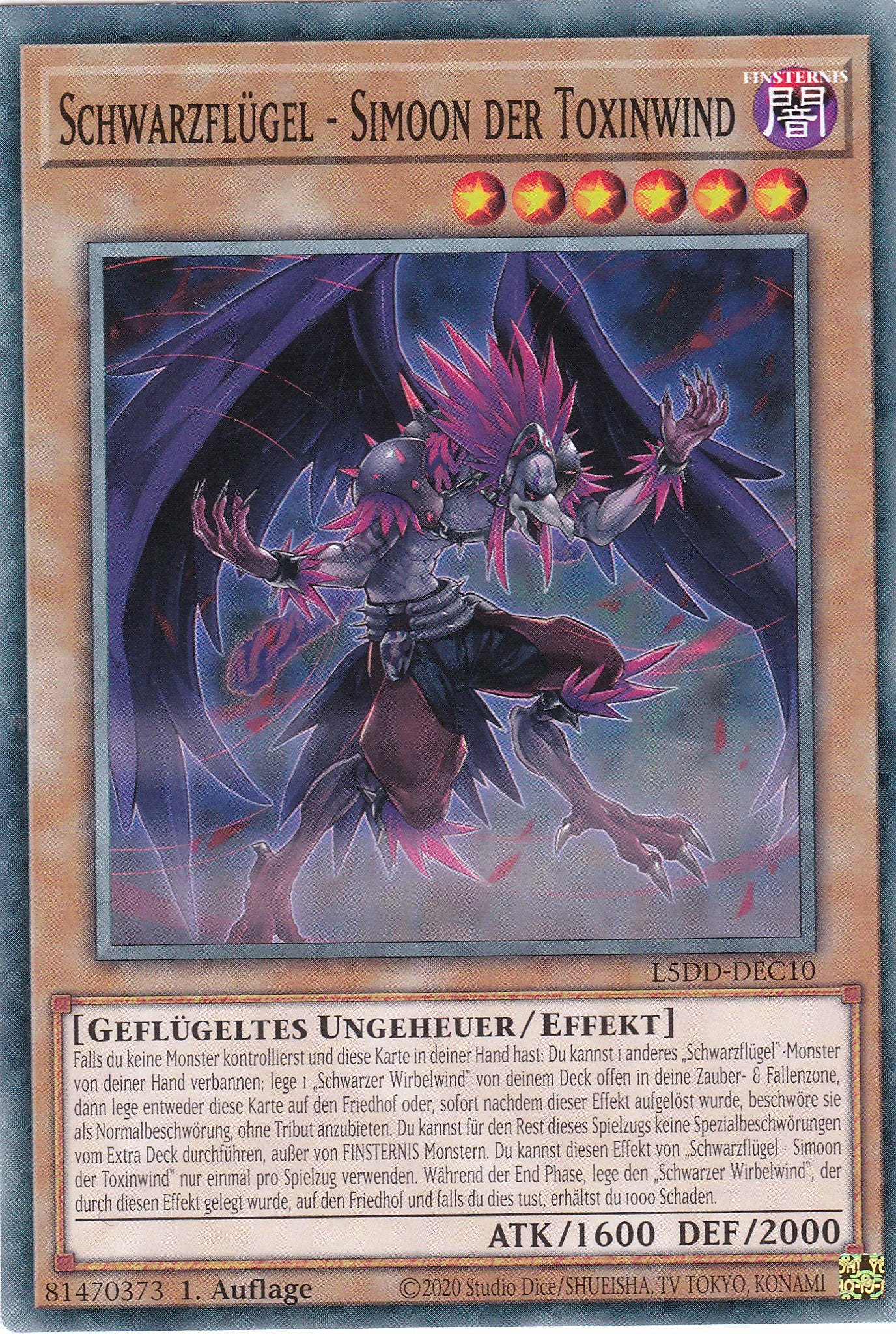 Schwarzflügel – Simoon der Toxinwind – L5DD-C10 – Common – DE – 1. Auflage - Legendary 5D's Decks