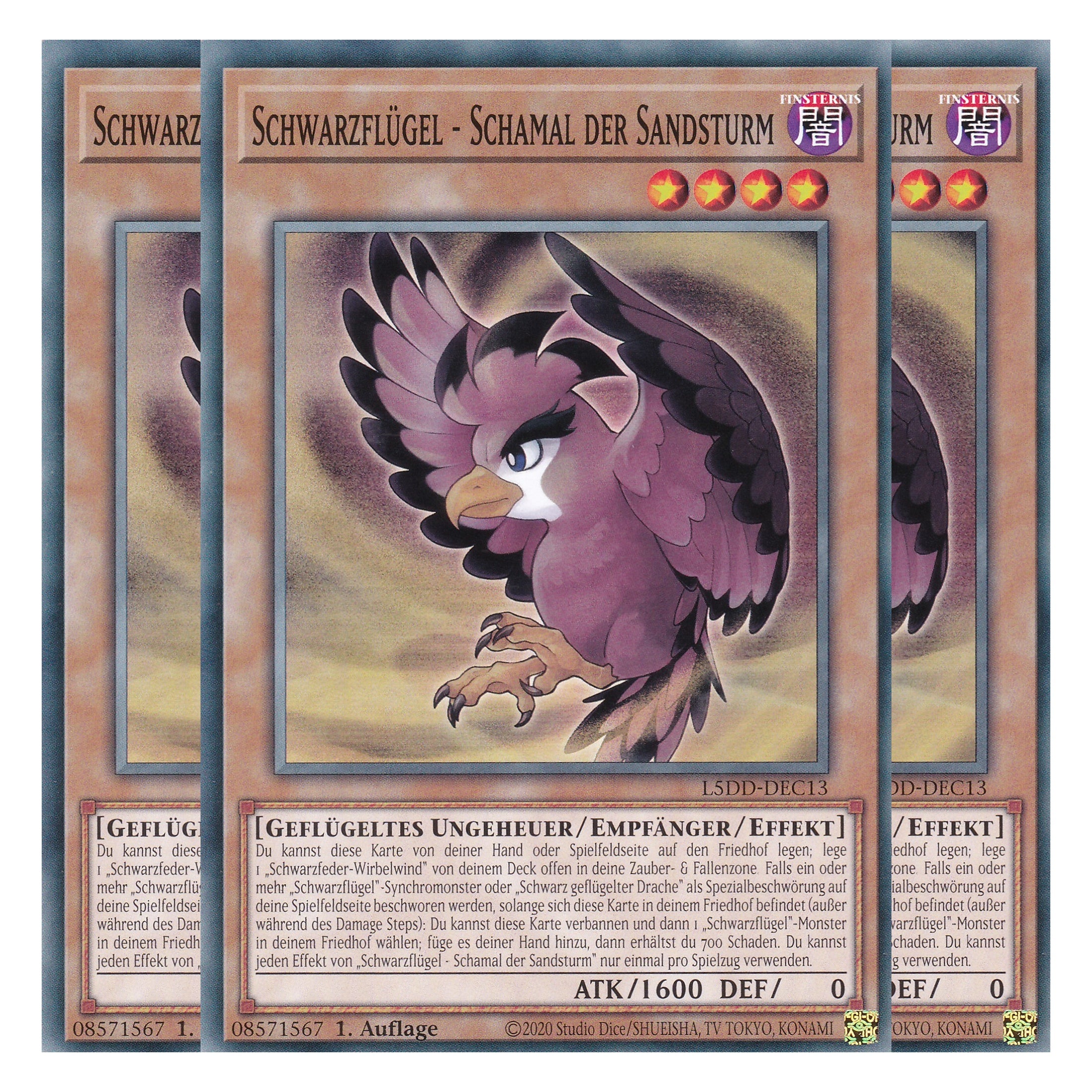 Schwarzflügel - Schamal der Sandsturm - L5DD-DEC13 - Common - Deutsch - 1. Auflage - Legendary 5D's Decks - Playset (3 Kopien)