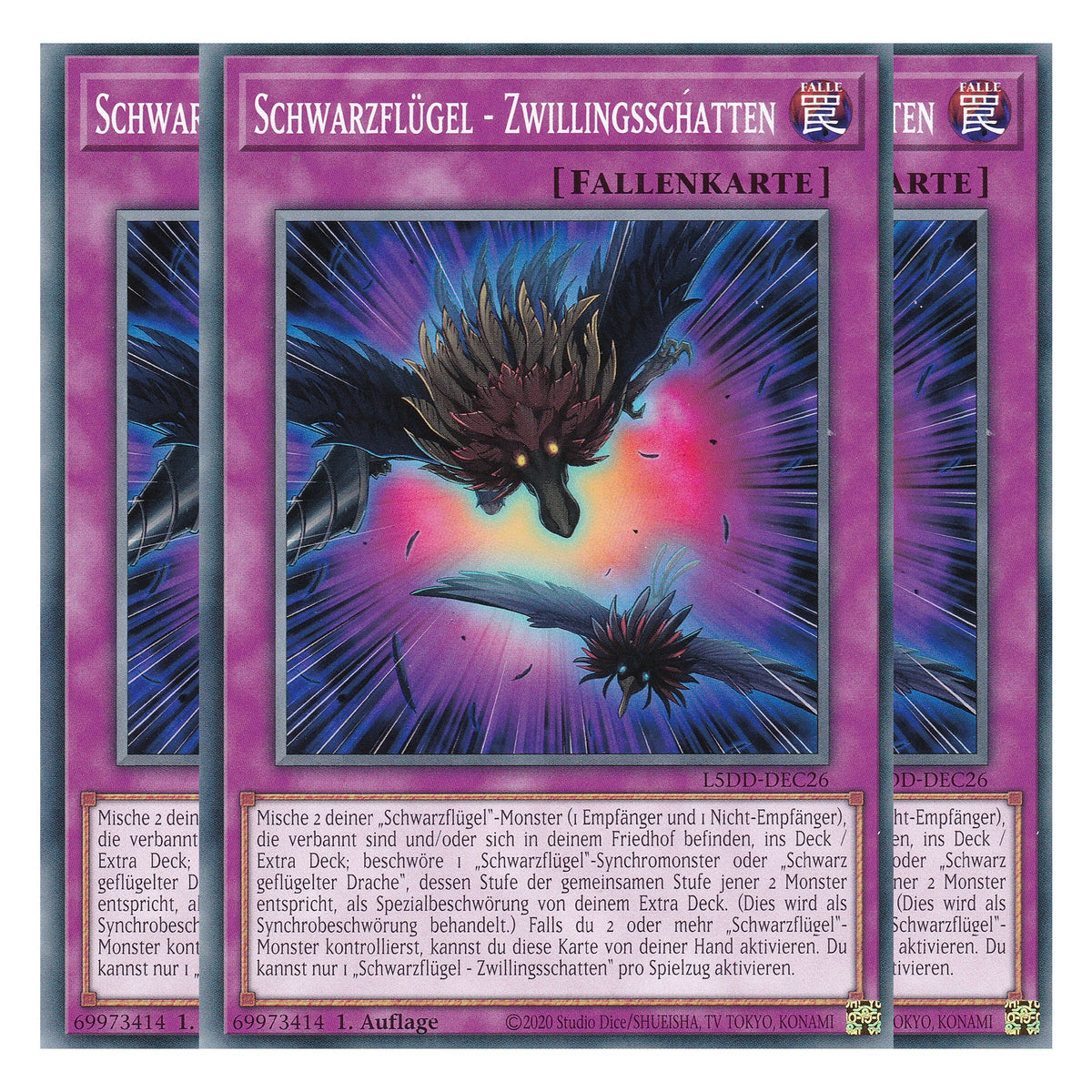 Schwarzflügel - Zwillingsschatten - L5DD-DEC26 - Common - Deutsch - 1. Auflage - Legendary 5D's Decks - Playset (3 Kopien) - Yu-Gi-Oh!