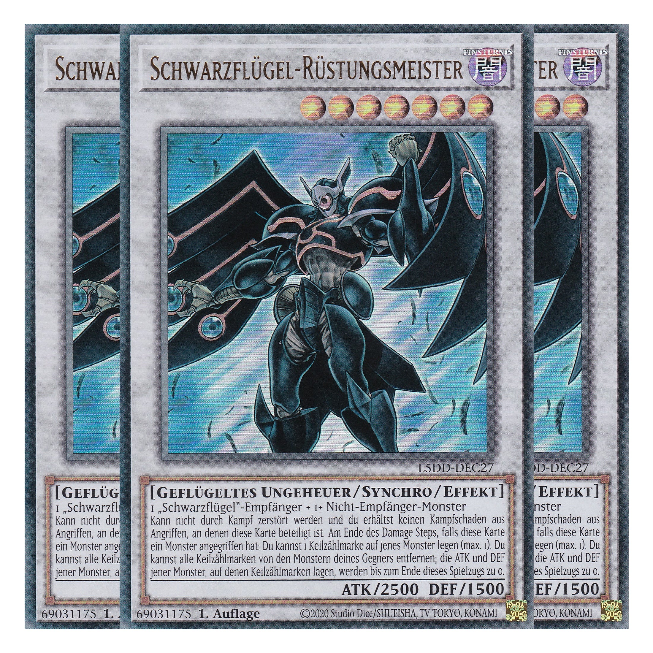 Schwarzflügel-Rüstungsmeister - L5DD-DEC27 - Ultra Rare - Deutsch - 1. Auflage - Legendary 5D's Decks - Playset (3 Kopien) - Yu-Gi-Oh!