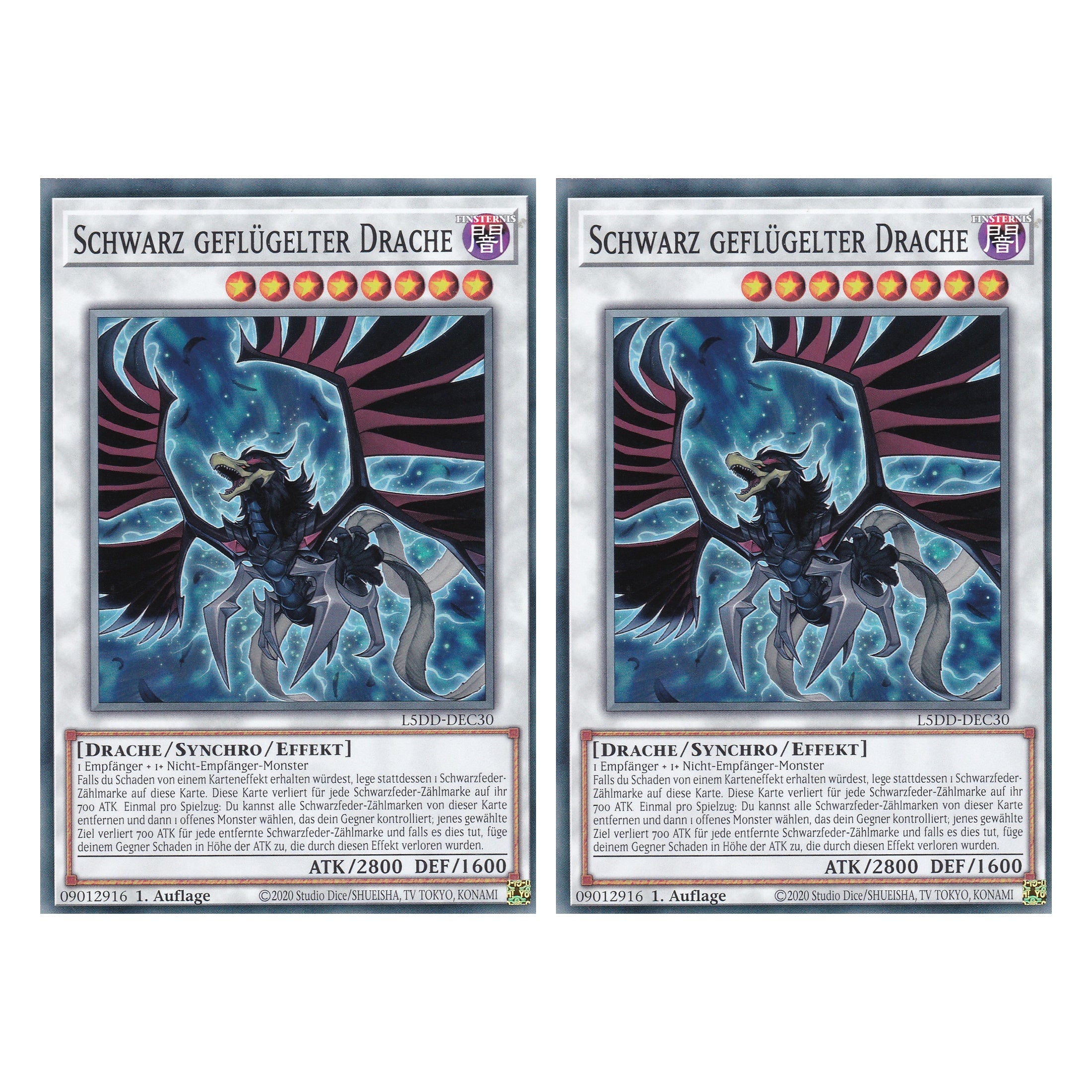 Schwarz geflügelter Drache - L5DD-DEC30 - Common - Deutsch - 1. Auflage - Legendary 5D's Decks - Duo Set (2 Stück) - Yu-Gi-Oh!