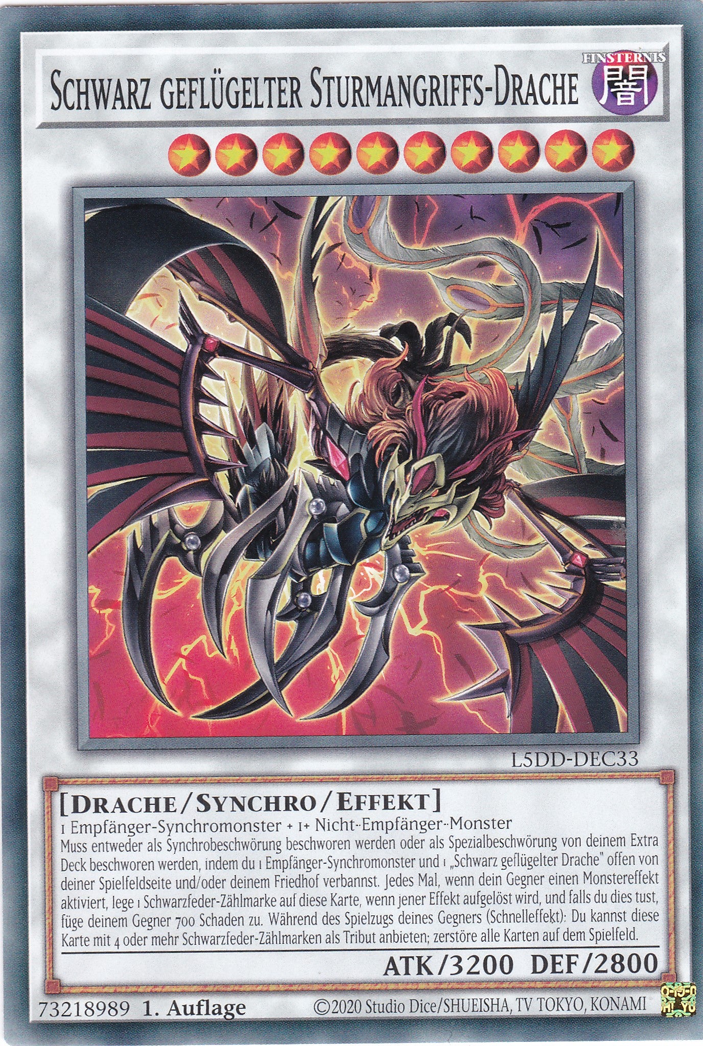Schwarz geflügelter Sturmangriffs-Drache – L5DD-C33 – Common – DE – 1. Auflage – Legendary 5D's Decks