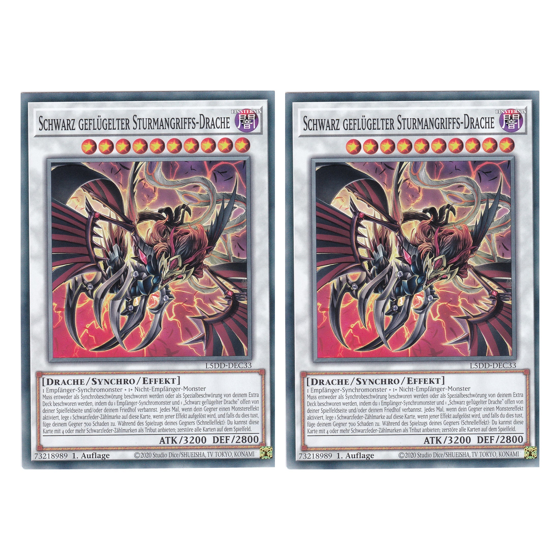 Schwarz geflügelter Sturmangriffs-Drache - L5DD-DEC33 - Common - Deutsch - 1. Auflage - Legendary 5D's Decks - Duo Set (2 Stück) - Yu-Gi-Oh!