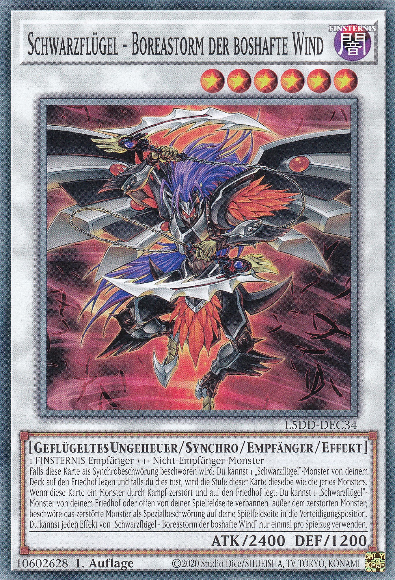 Schwarzflügel – Boreastorm der boshafte Wind – L5DD-C34 – Common – DE – 1. Auflage - Legendary 5D's Decks