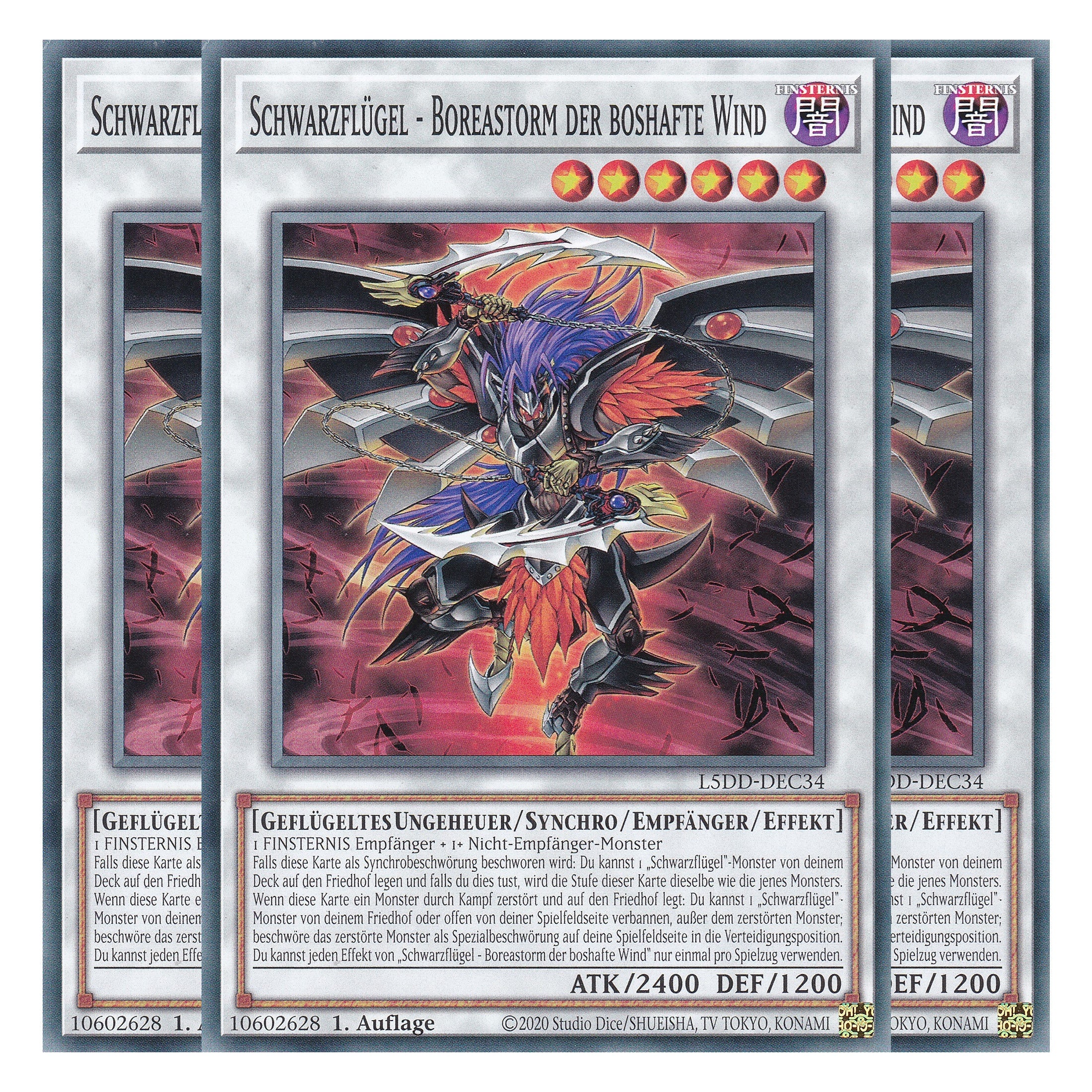 Schwarzflügel - Boreastorm der boshafte Wind - L5DD-DEC34 - Common - Deutsch - 1. Auflage - Legendary 5D's Decks - Playset (3 Kopien)